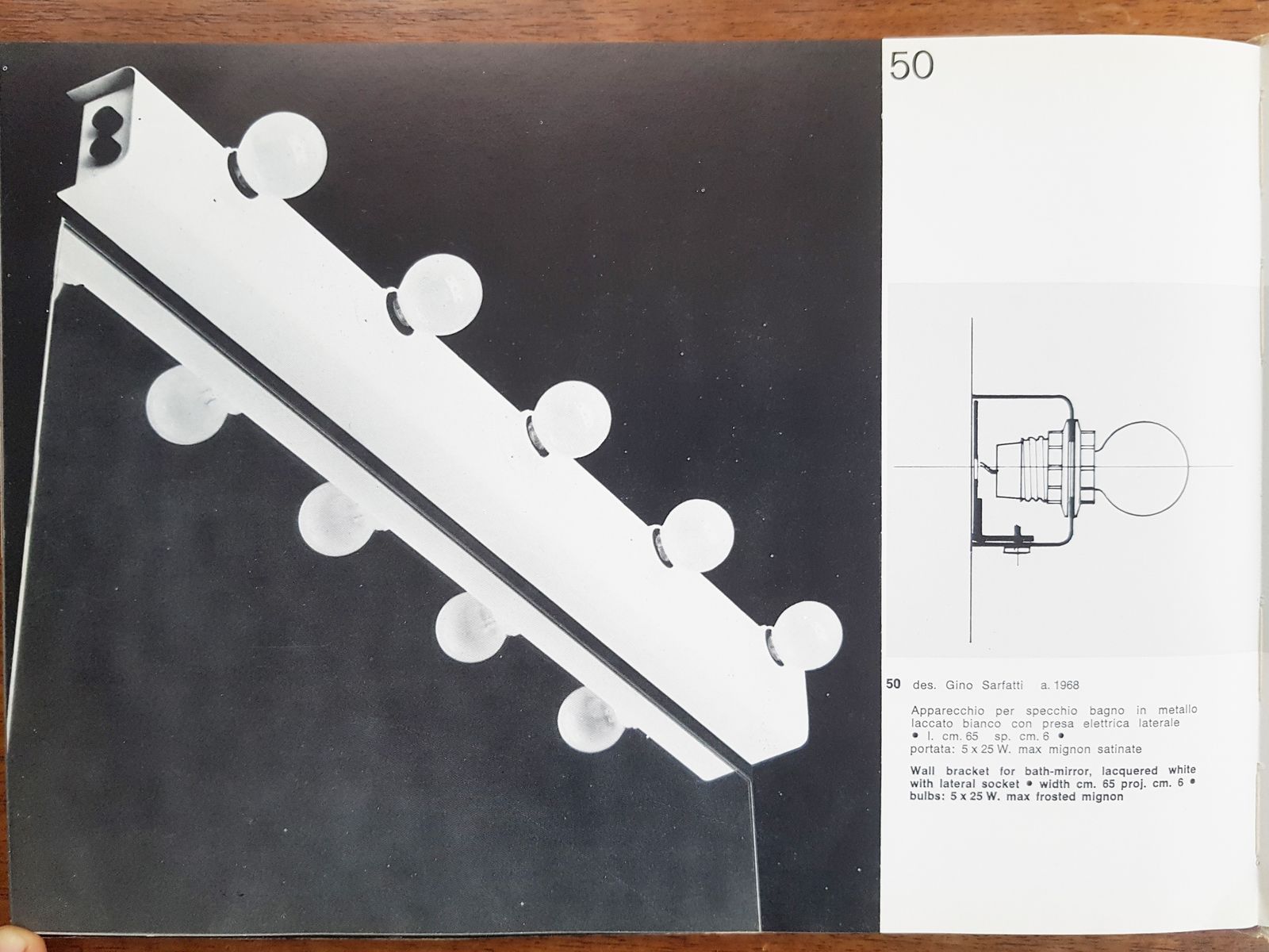 White Metal Model 50 Wall Lamp By Gino Sarfatti For Arteluce, 1968 photo buy