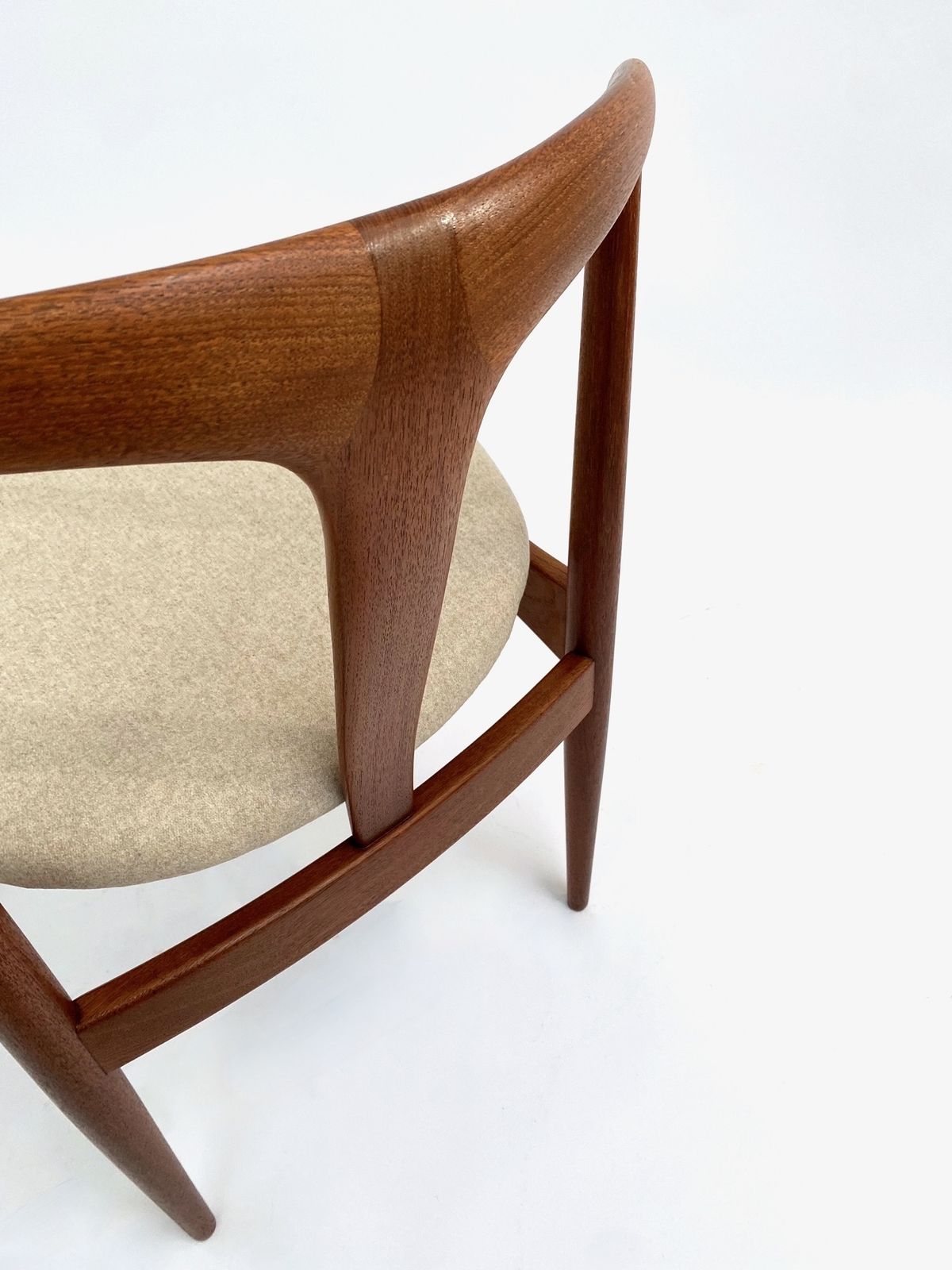 Danish Johannes Andersen Set Of 6 Model 'Juliane' Teak And Cream Wool Dining Chairs For Vamo Sønderborg Mid Century 1960s photo furniture