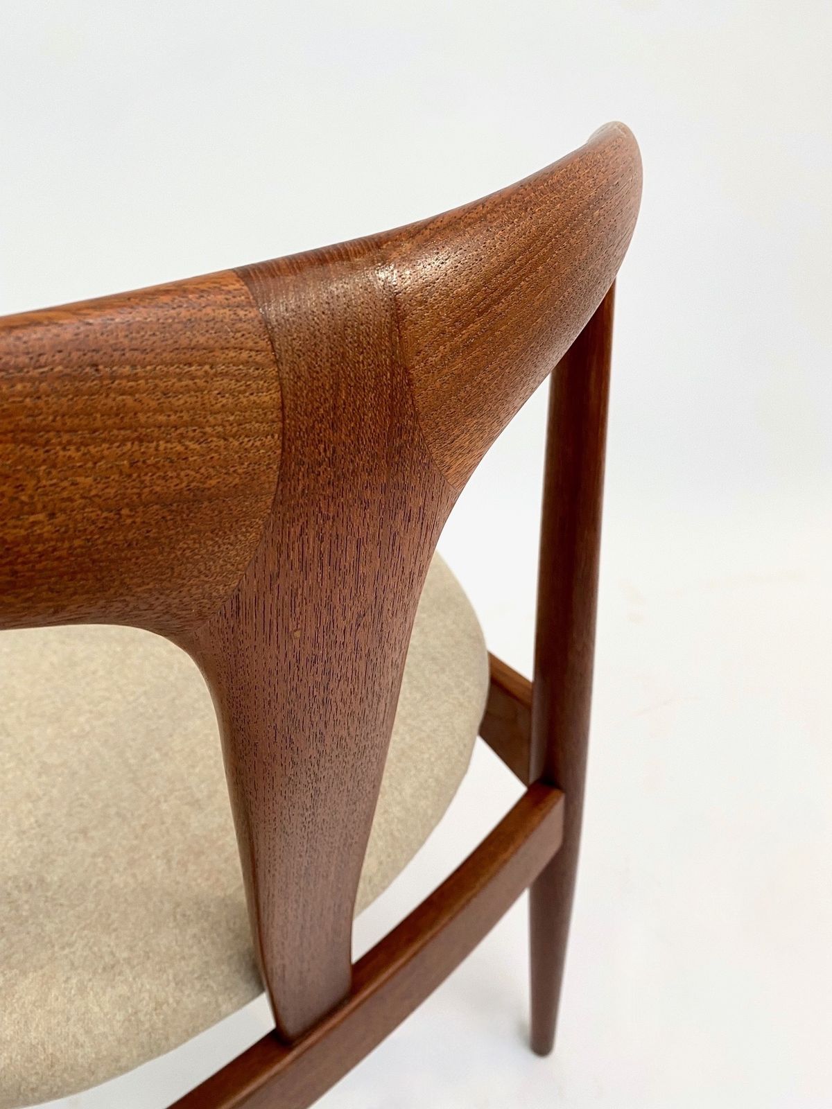 Danish Johannes Andersen Set Of 6 Model 'Juliane' Teak And Cream Wool Dining Chairs For Vamo Sønderborg Mid Century 1960s photo Furniture