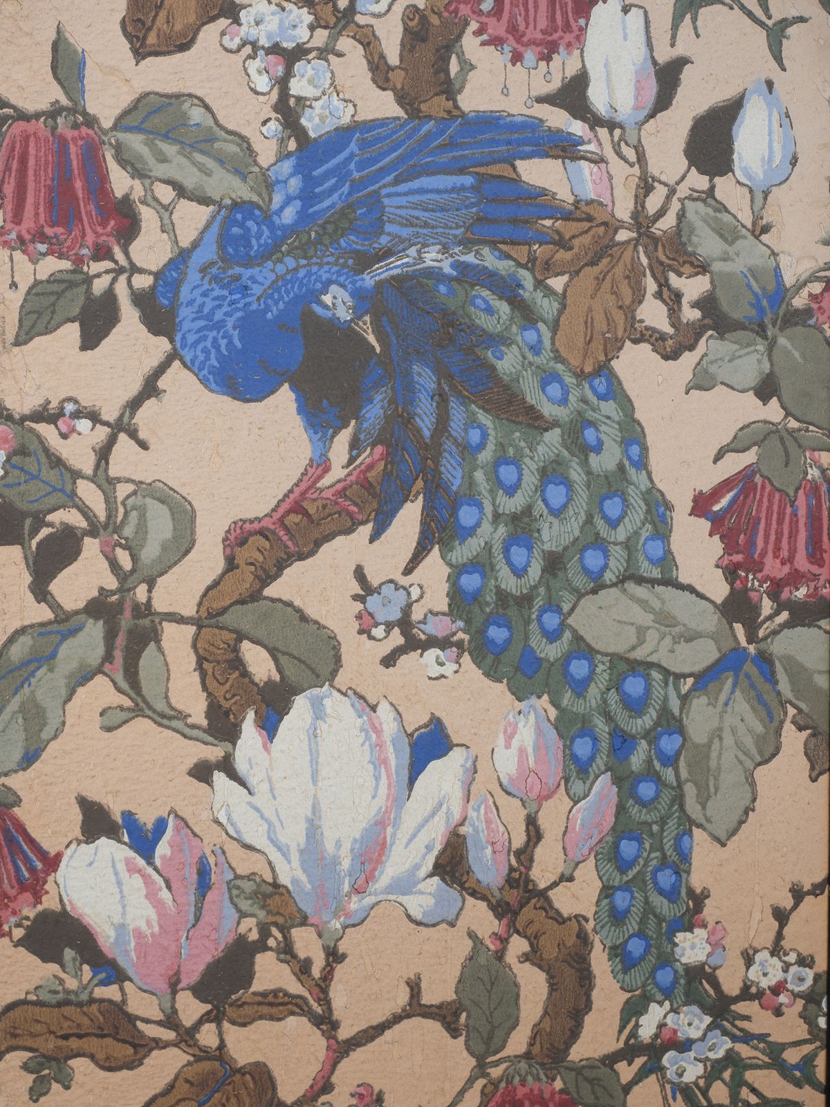 Hand Painted 19th Century Chinoiserie Wallpaper Screen photo vintage