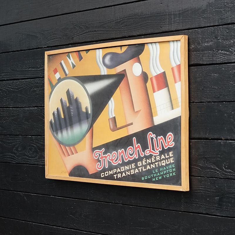 Original 1970s Framed Cabin Posters Ss France – Terry Allen Telescope photo furniture