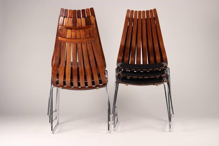 Mid Century Modern Set Of Six Hans Brattrud Scania Senior Dining Chairs photo vinterior