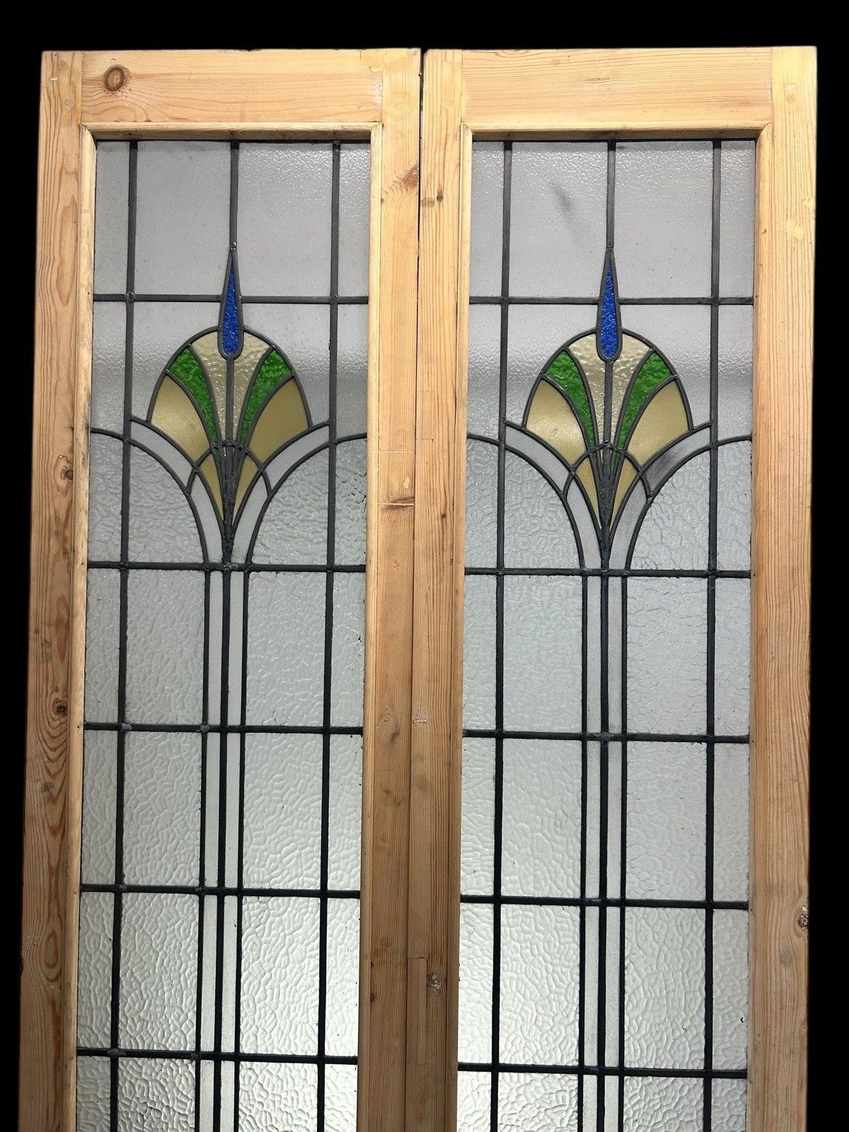 Home Decor Art Deco French Doors Room Dividers Stained Glass Old Period Reclaimed Antique photo