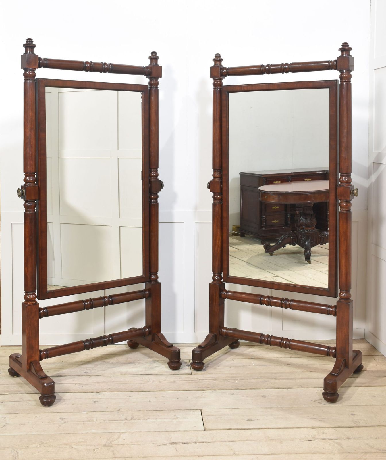 Pair Of Country House Cheval Mirrors