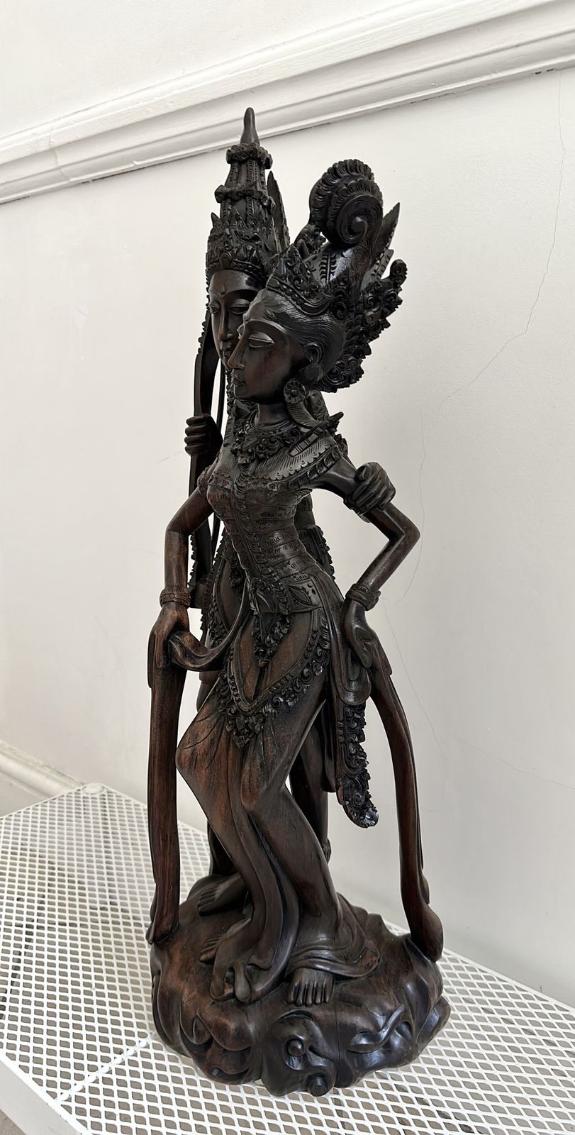 Hand Carved Balinese Ebony Wood Sculpture Of Rama And Sita — 1997 photo furniture