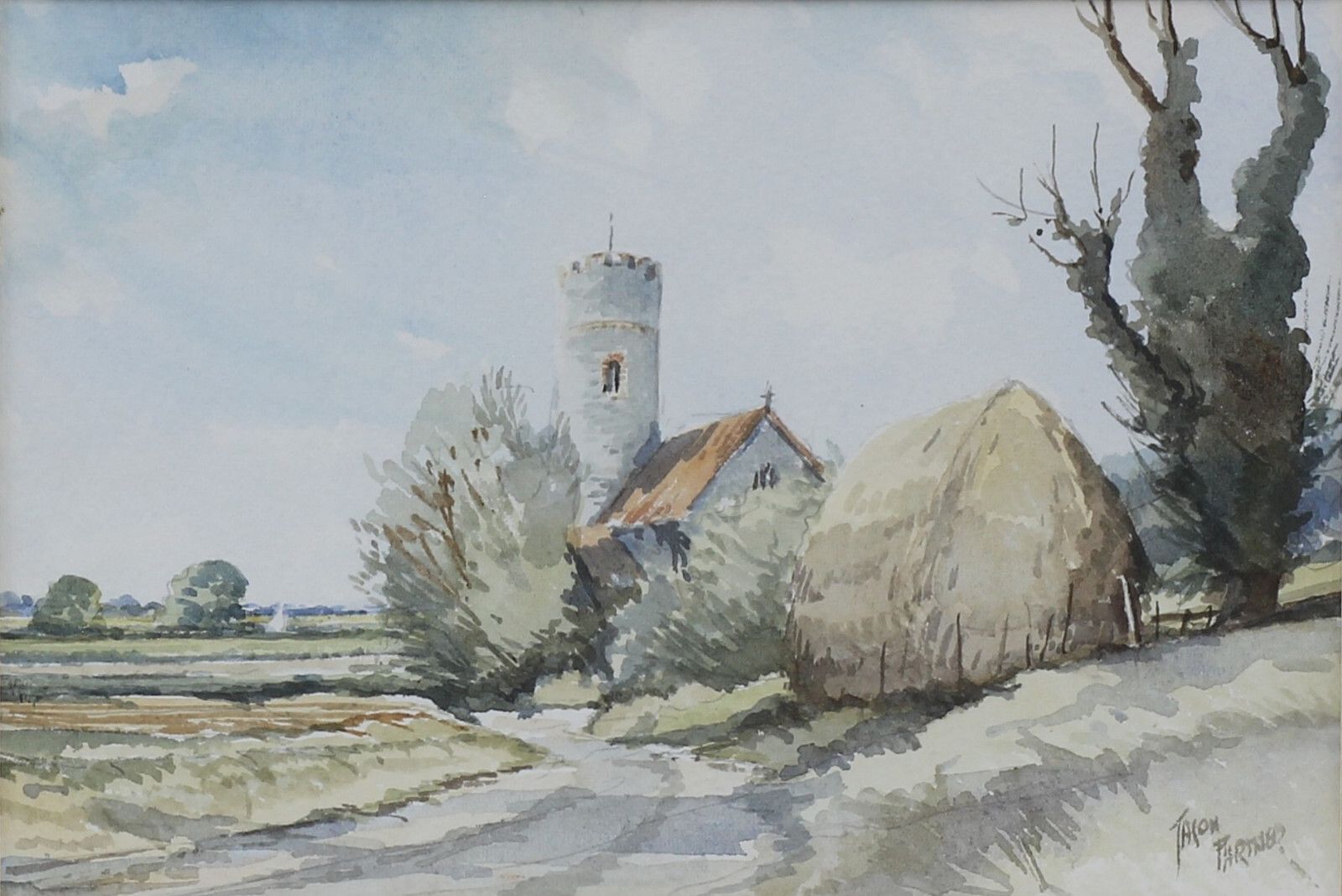 Watercolour By Jason Partner. The Round Tower Church photo furniture