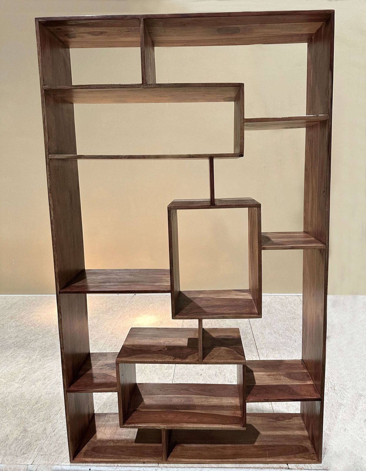 Freestanding Bookcase Room Divider In Olive Wood photo vinterior