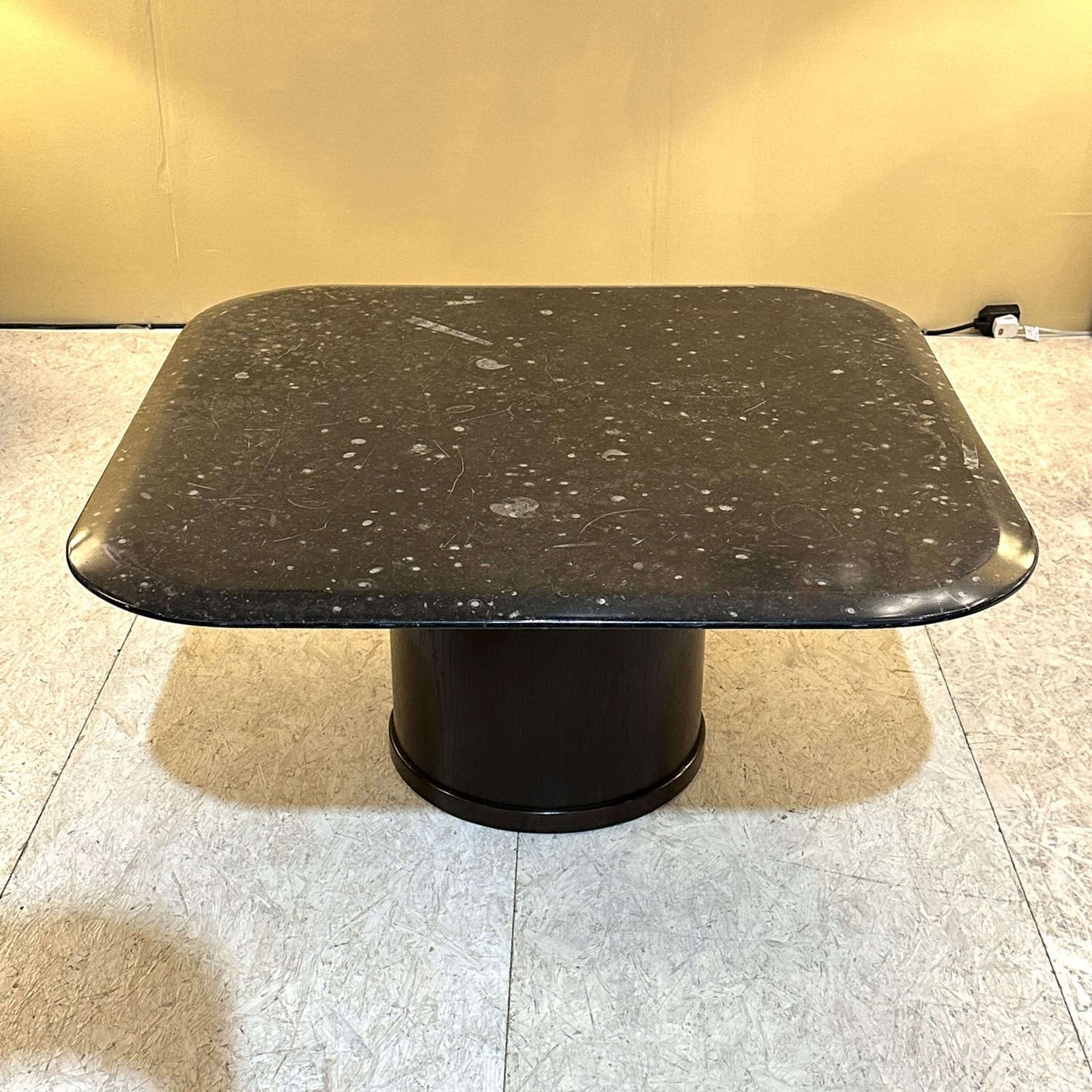Fossilized Stone Coffee By Table Heinz Lilienthal With Round Wooden Base photo for sale