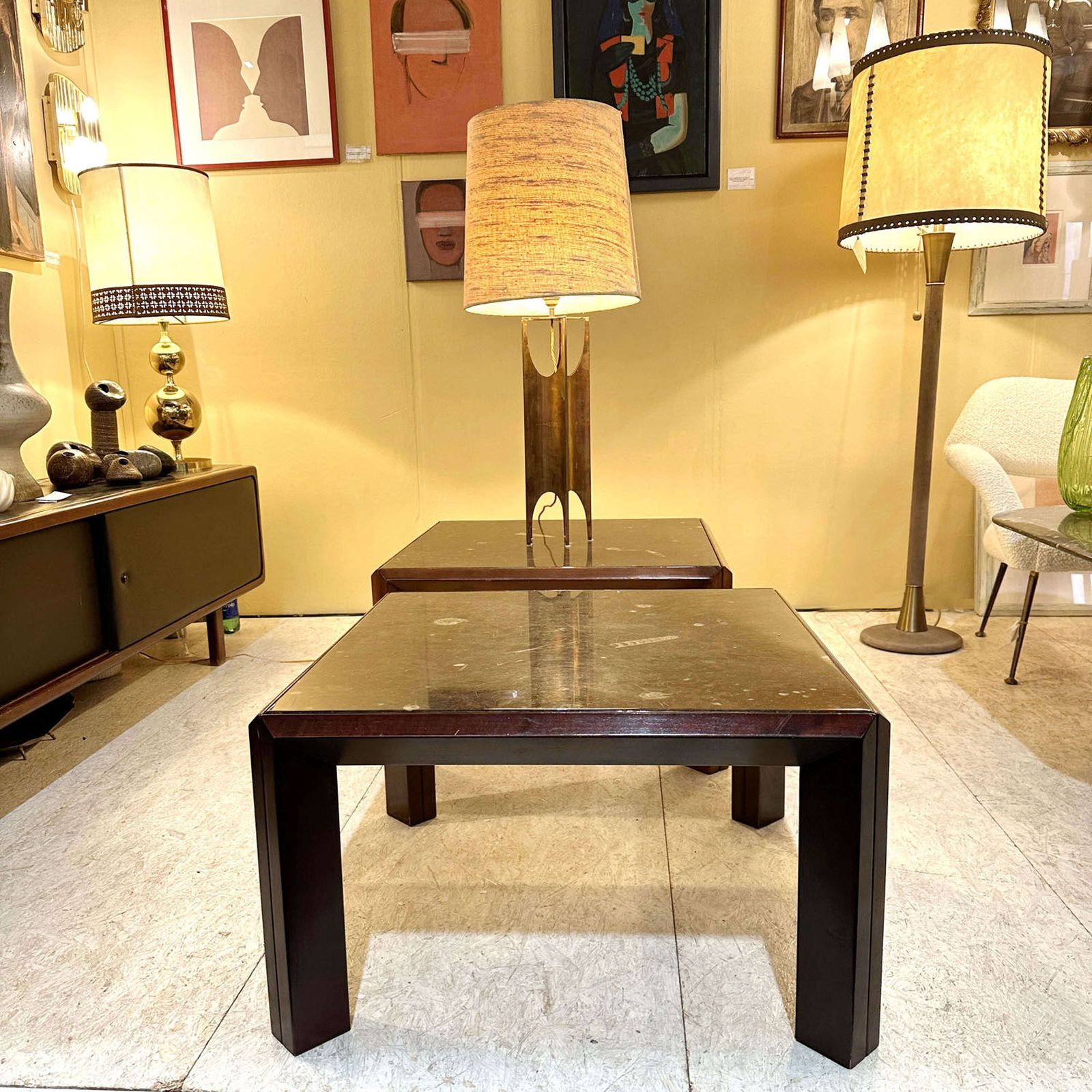 Pair Of Fossil Stone Coffee Tables By Ronald Schmitt photo furniture