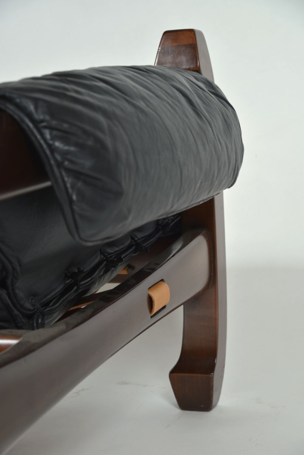 Furniture Midcentury Black Leather Samurai Arm Lounge Chair By Luciano Frigerio Italy 1971 photo