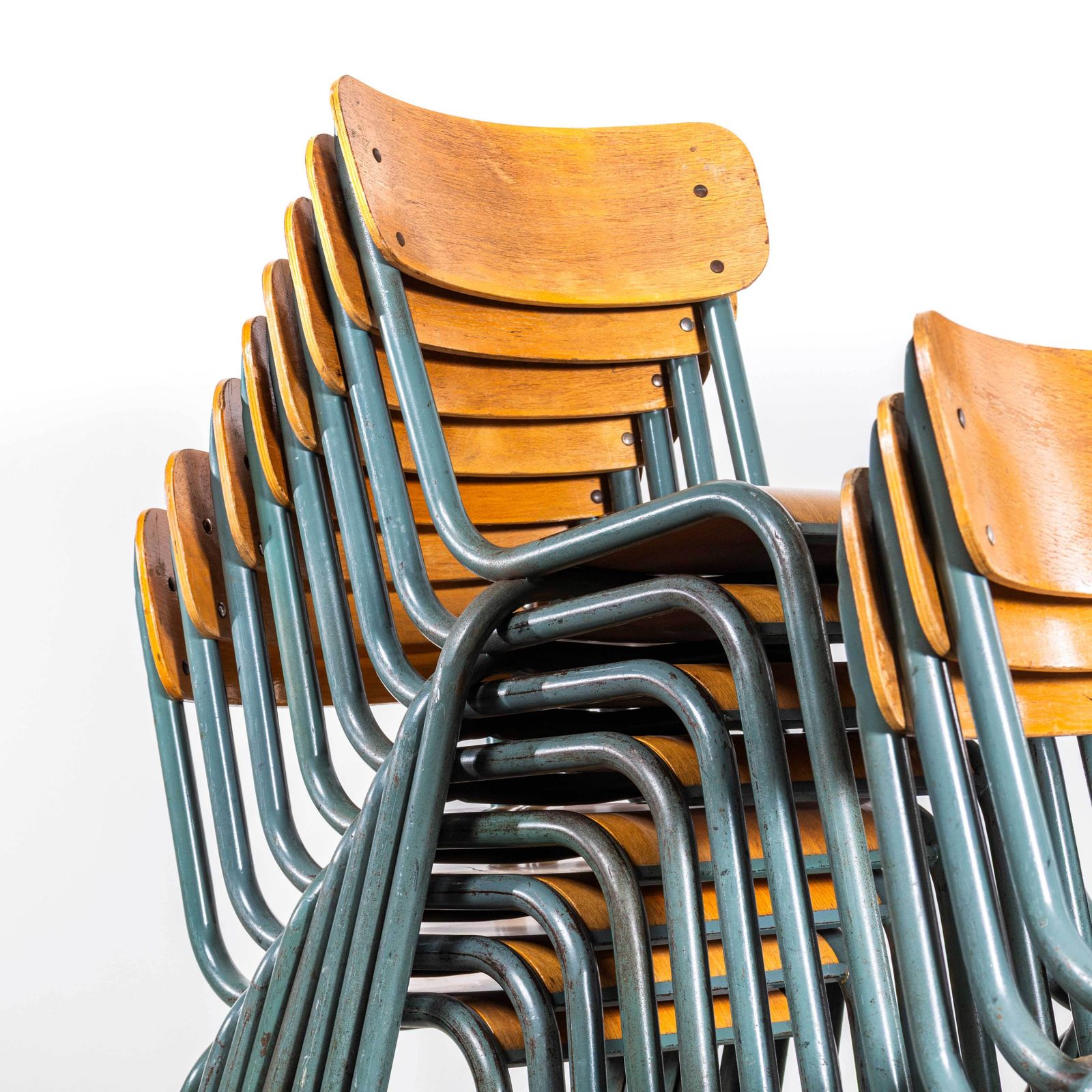 1950's Mullca Stacking Dining Chair   Wide Back Rest    Set Of Four photo vinterior