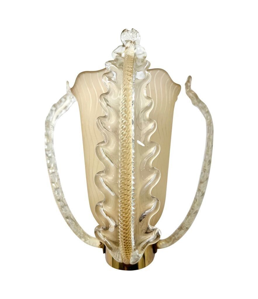 A Wonderful Pair Of 1950s Murano Glass And Brass Wall Socnces By Barovier And Toso photo vintage