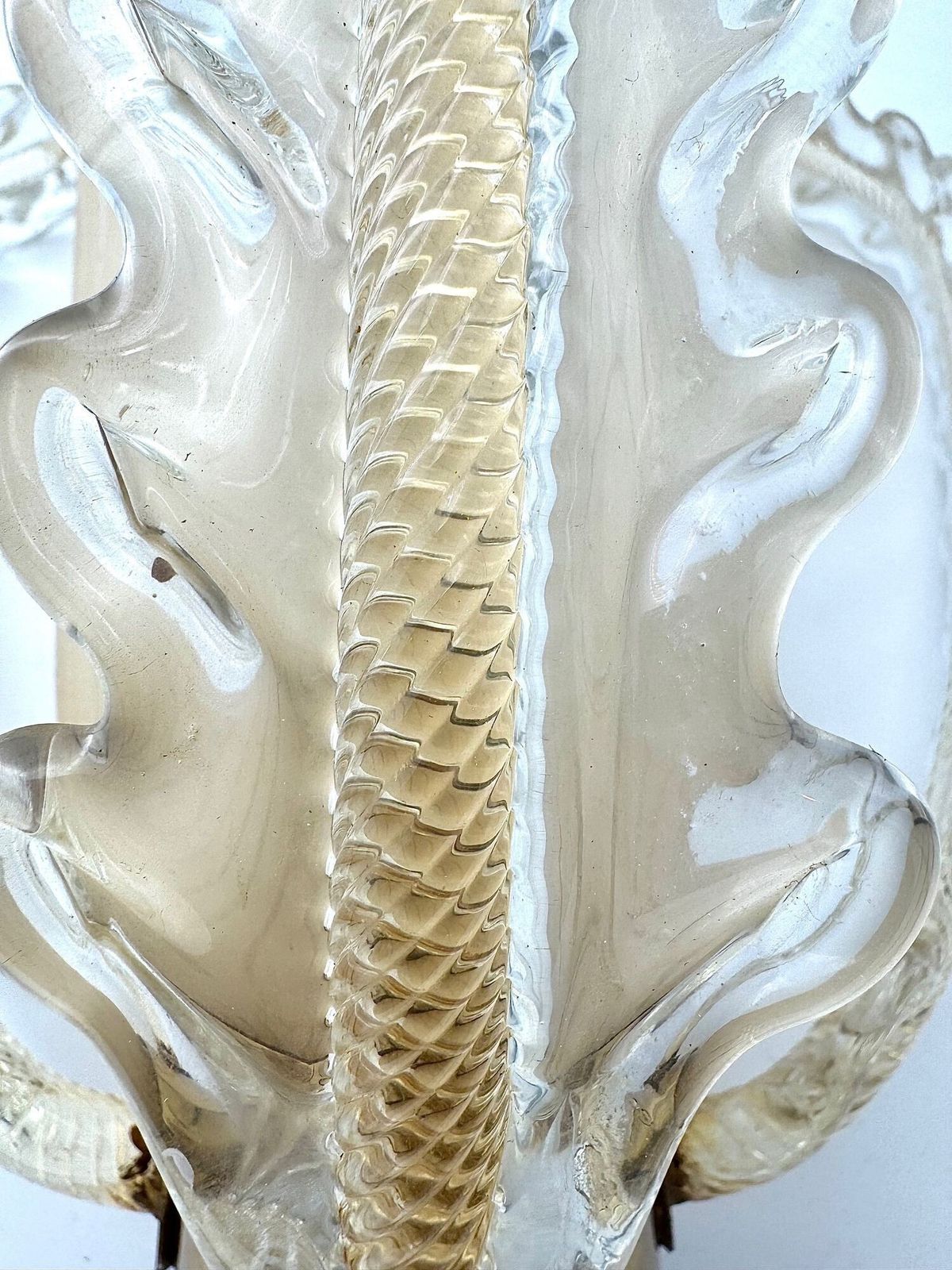 photo for sale A Wonderful Pair Of 1950s Murano Glass And Brass Wall Socnces By Barovier And Toso