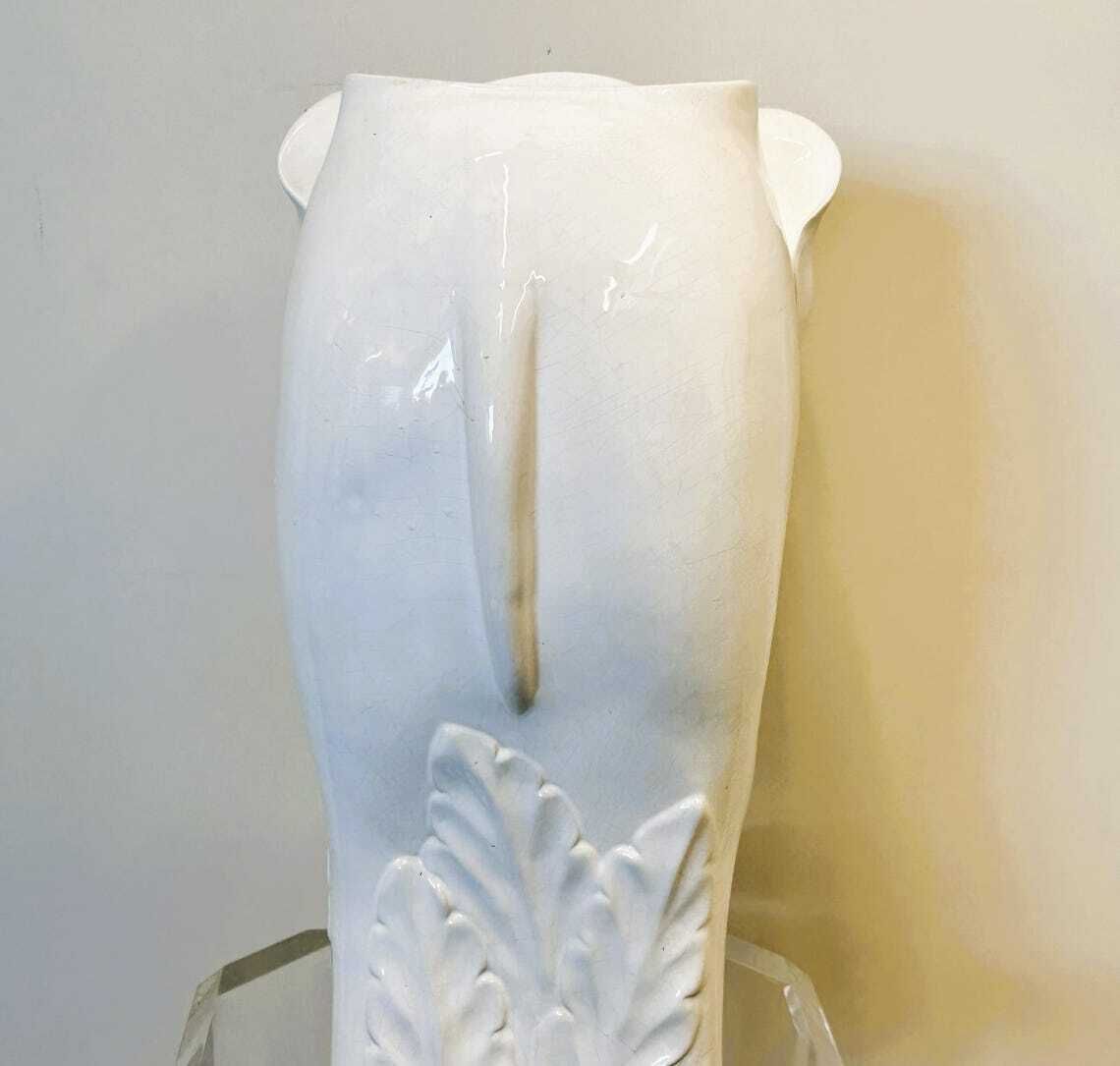 Vintage Wit Keramisch Olifant Parapluhouder / Bloembak, Frankrijk, Jaren 1970. photo vinterior