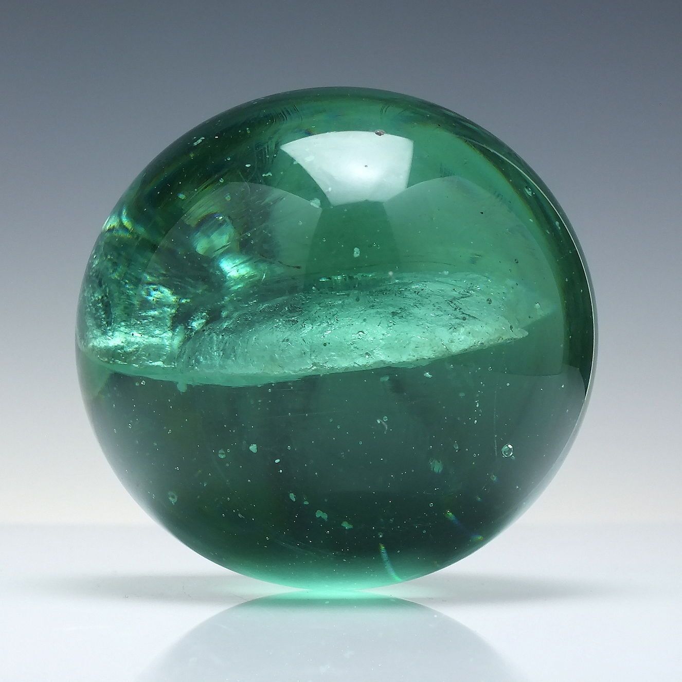 Victorian Green Sulphide End Of Day Glass Paperweight C1880 photo for sale