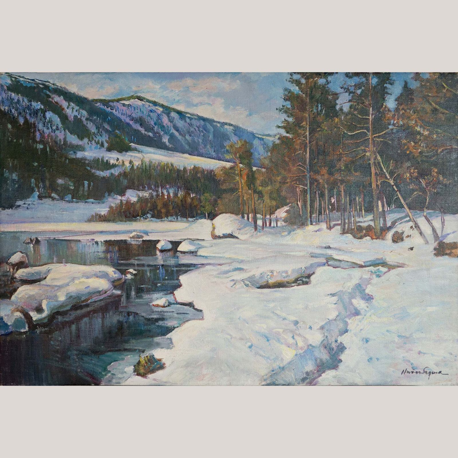 Snowy River Landscape – Follower Of Thomas R. Curtin And Frits Thaulow photo furniture