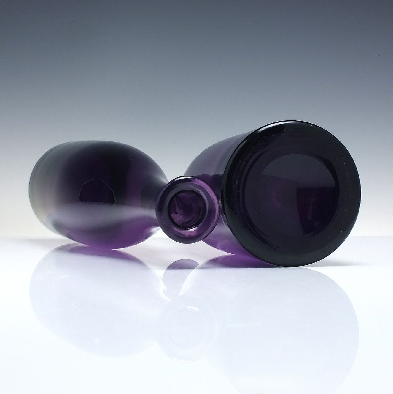 Pair 19th Century Amethyst Glass Decanters Or Serving Bottles C1860 photo for sale