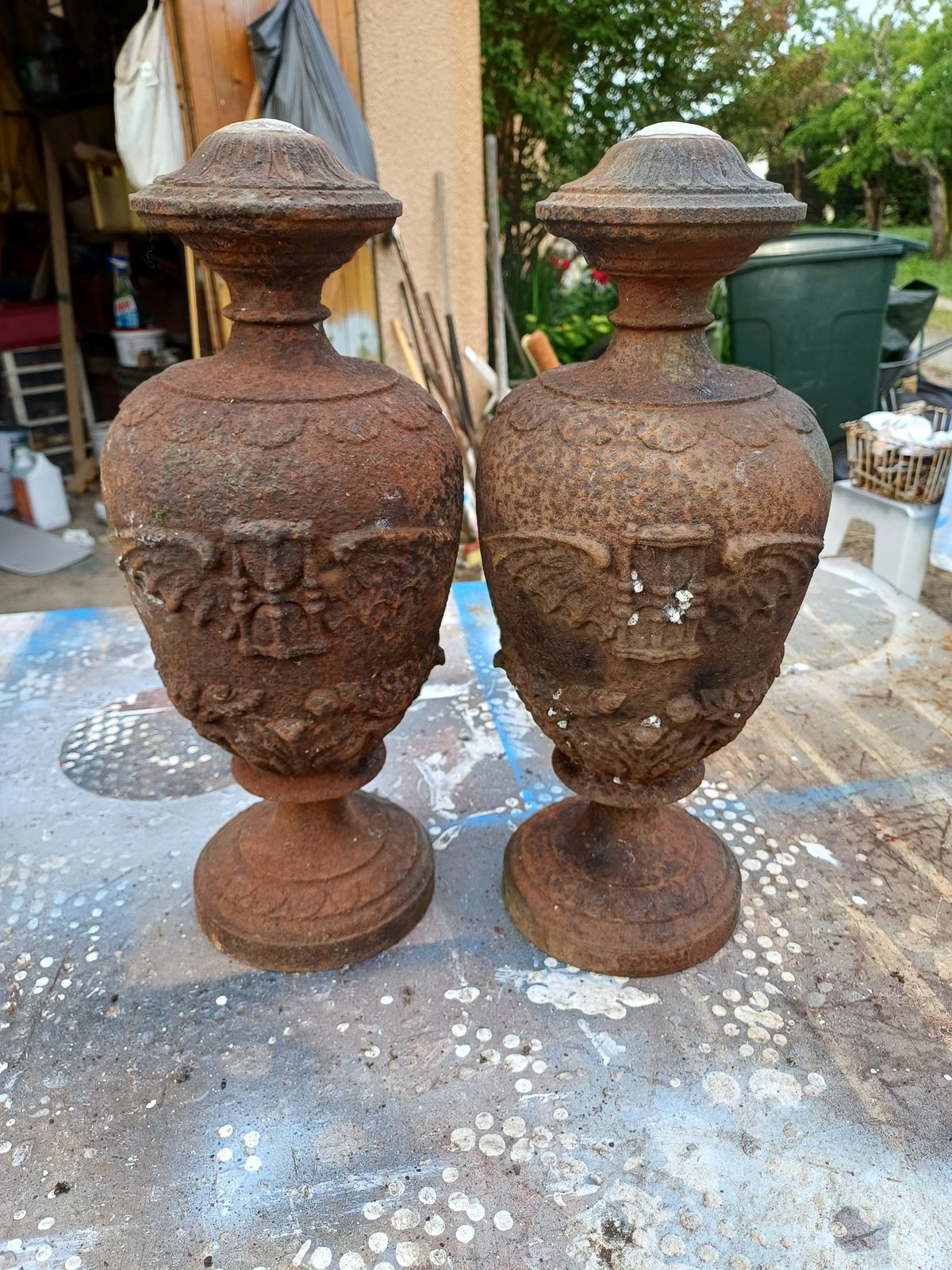 Pair Of Cast Iron Fire Pots 1900: Charleville   Mézières