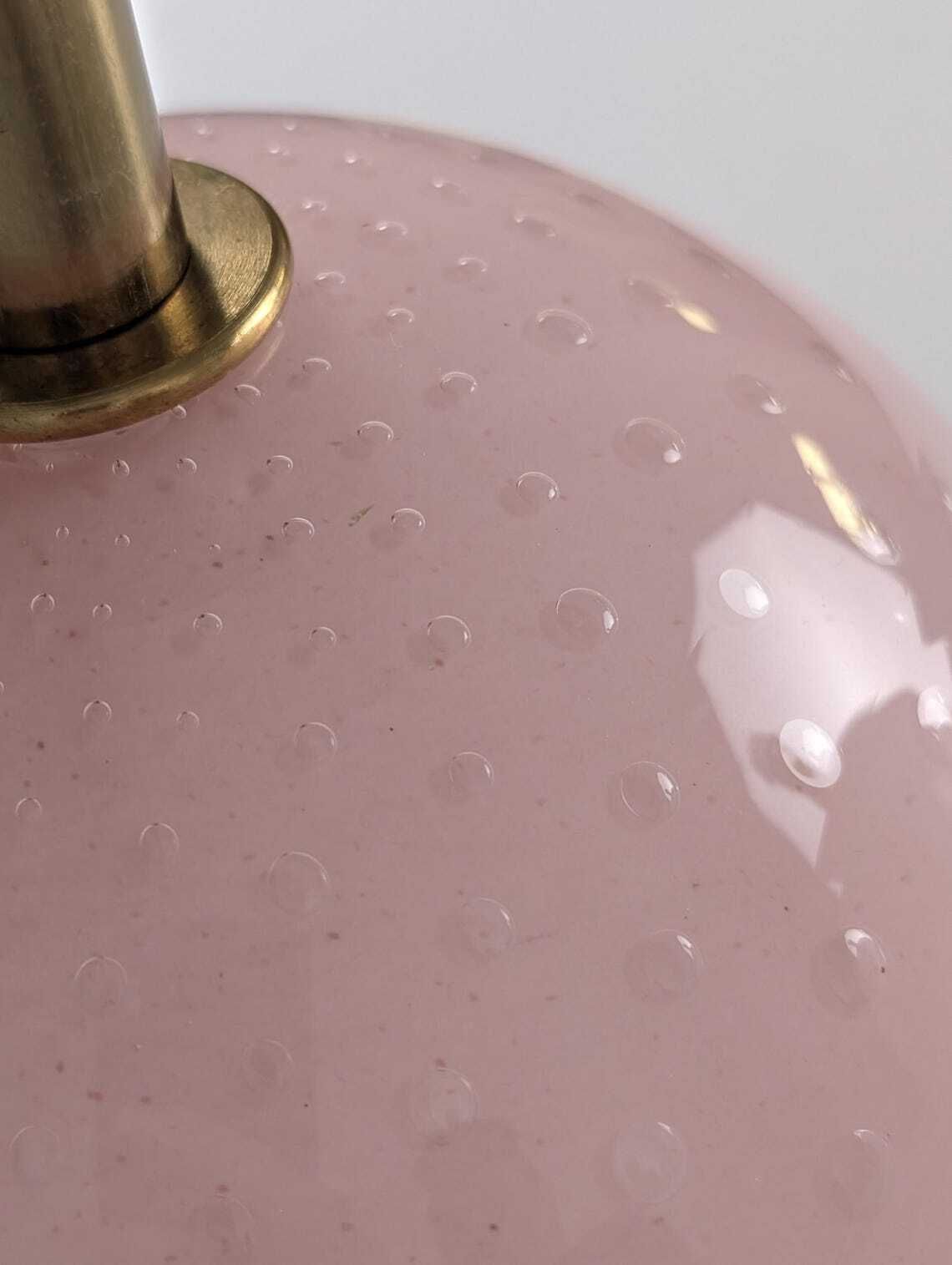 Set Of 3 Pink And White Murano Glass Globe Lamps Italy 1970s photo Lighting