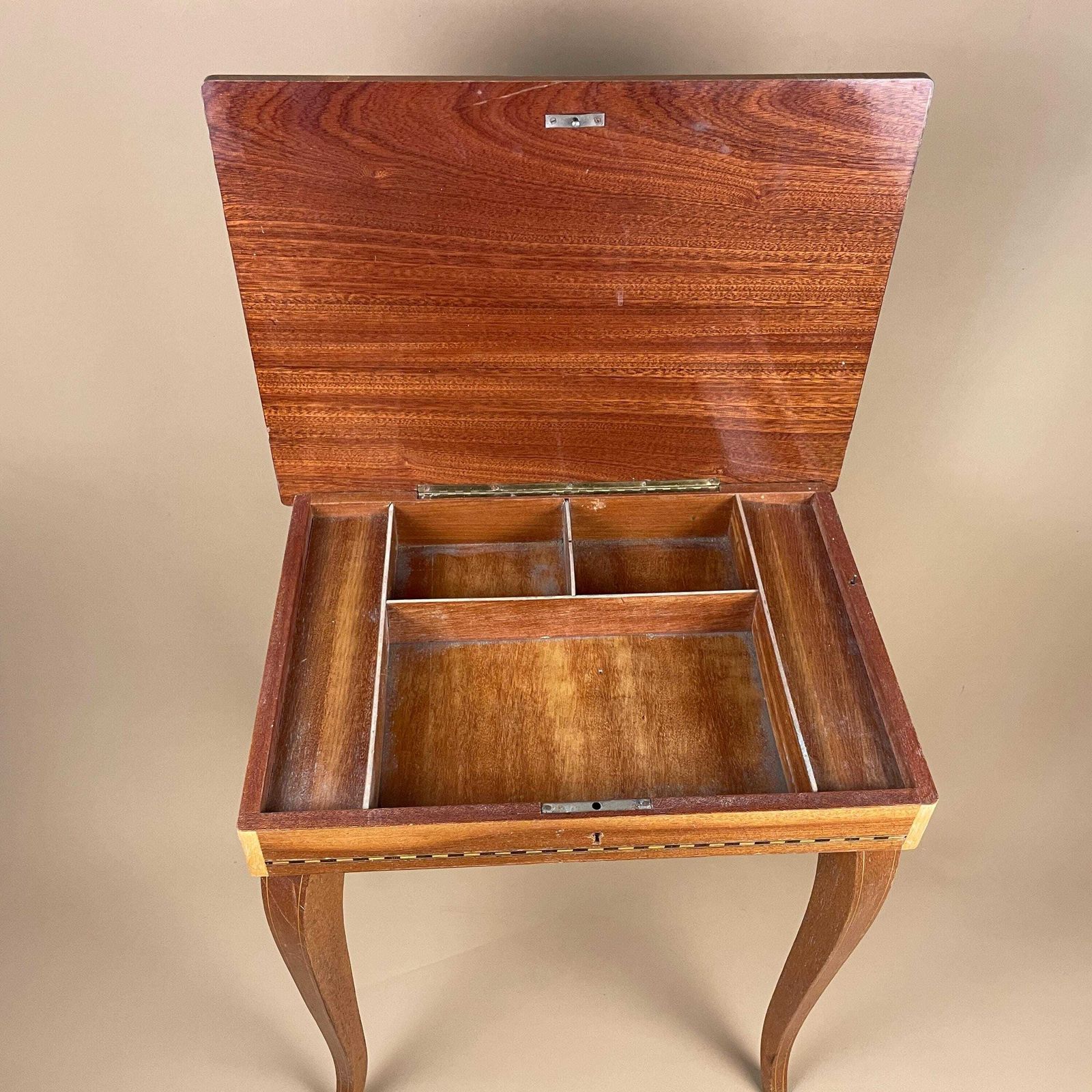 Antique Wooden Table Vintage Wood Side Musical Swiss Marquetry Patterned Reuge Side Coffee Console Hallway Plant Stand Rectangle Varnished photo vinterior