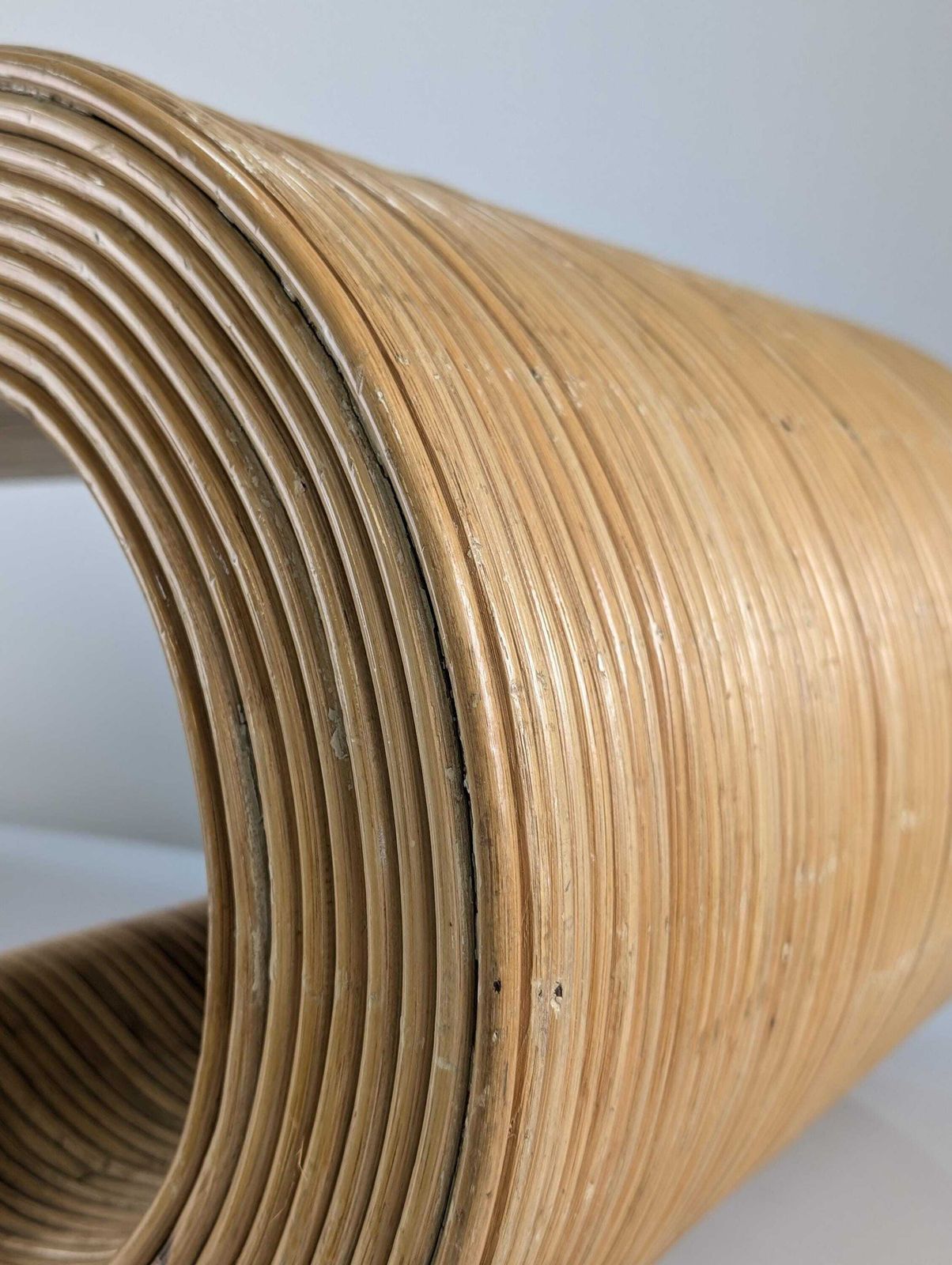 Vintage Coffee Table In Curved Rattan Sculptural Design 1970s photo buy