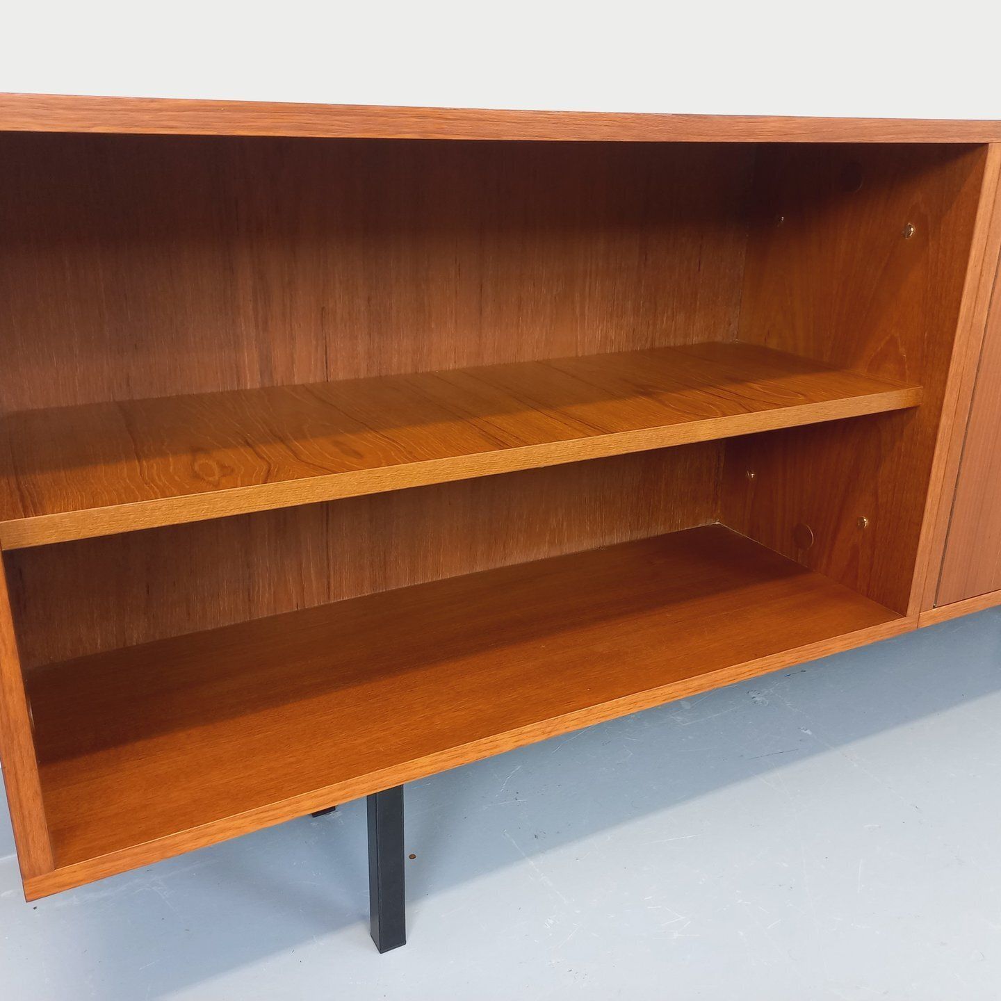 photo for sale Modernist Sideboard With Teak Niche And Black Metal Legs