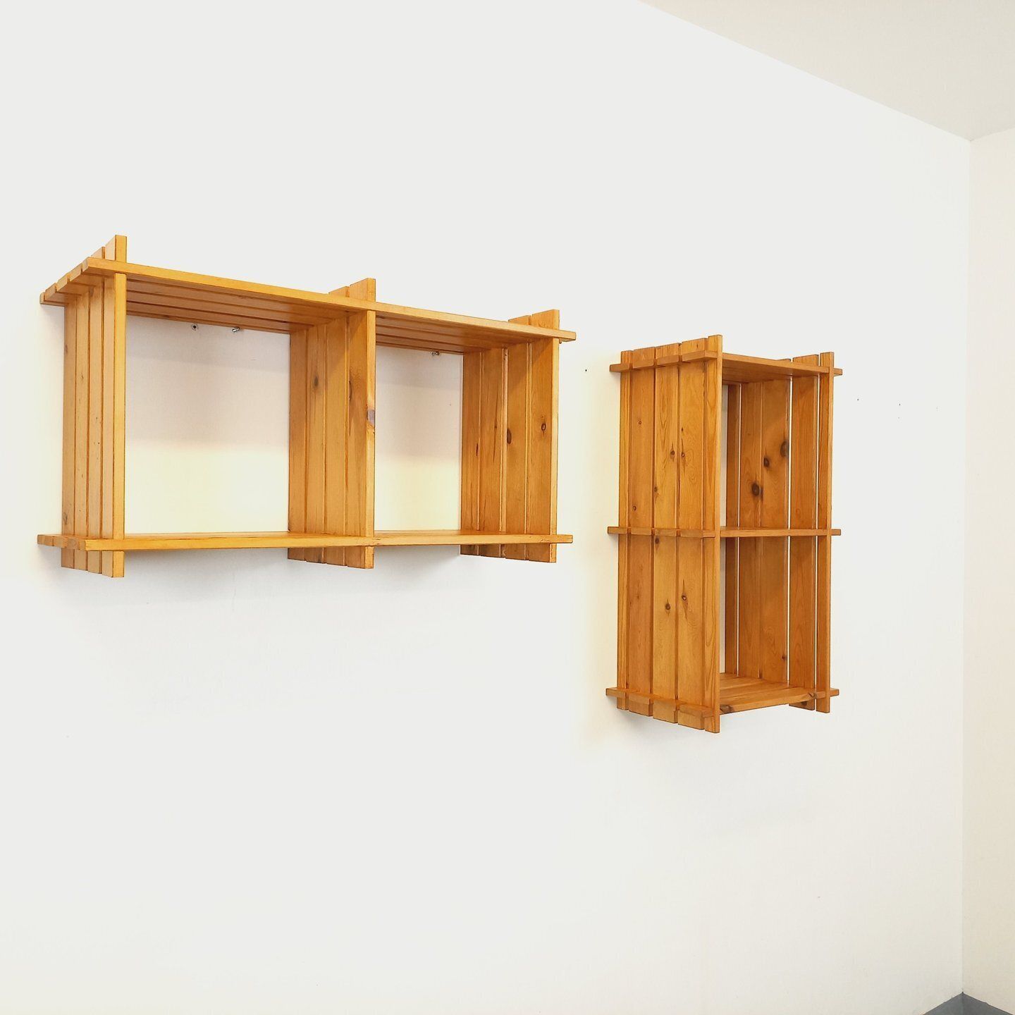 Pair Of Pine Wall Shelves, 1980s photo Furniture