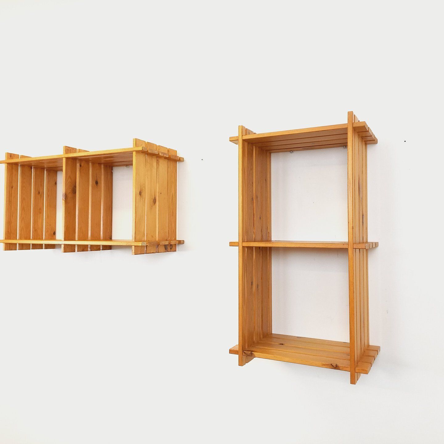 Pair Of Pine Wall Shelves, 1980s photo vinterior