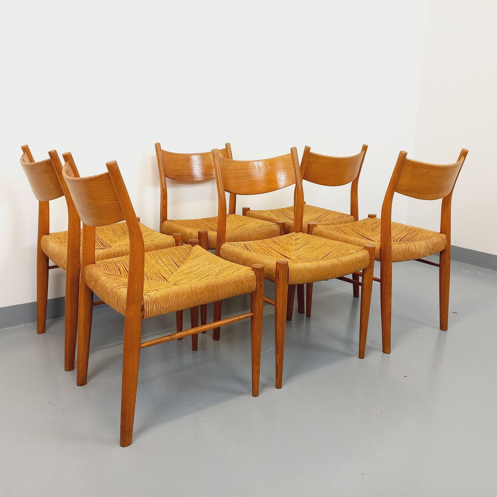 6 Italian Piero Palange & Werther Toffoloni Chairs In Teak And Rope photo furniture