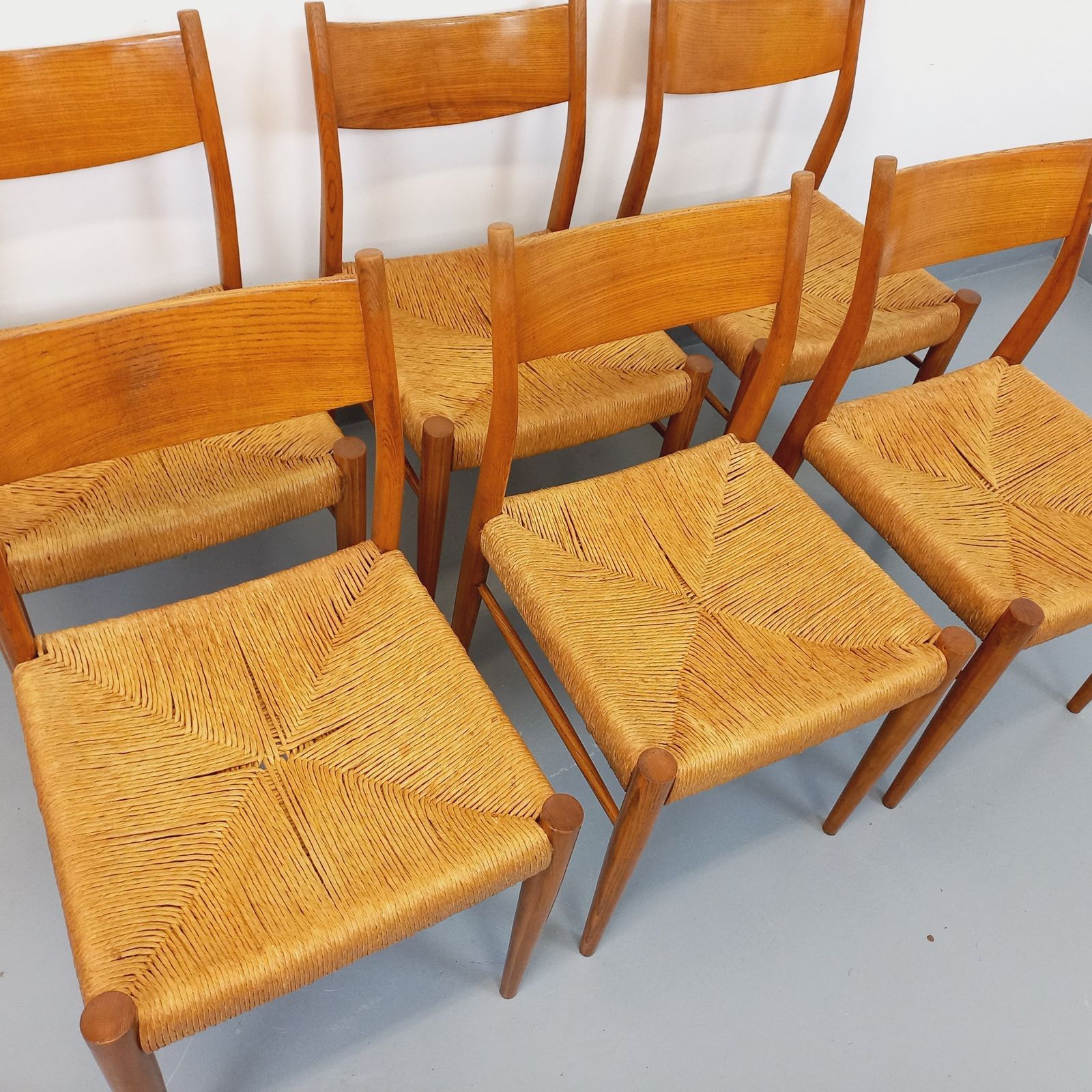 6 Italian Piero Palange & Werther Toffoloni Chairs In Teak And Rope photo vinterior