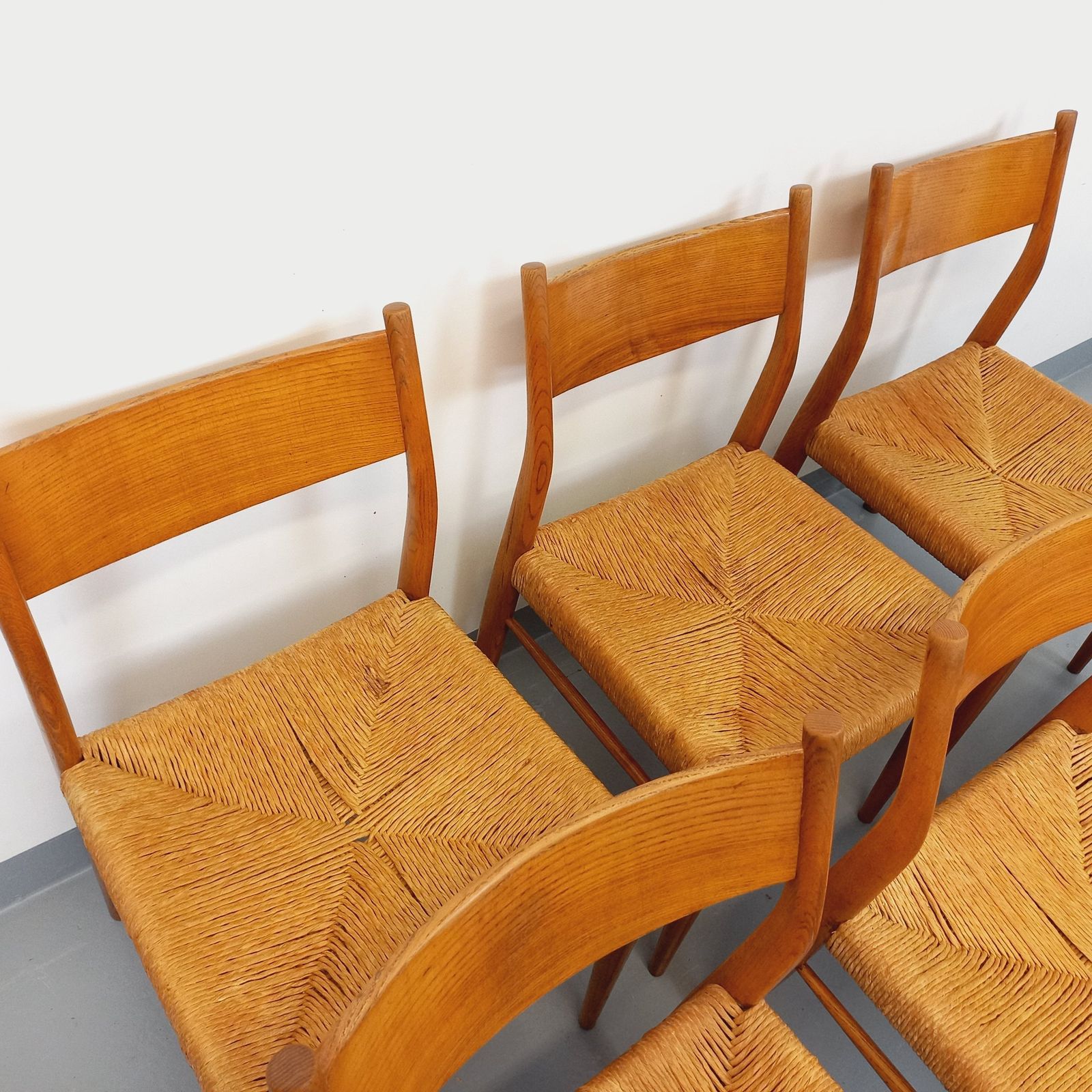 photo furniture 6 Italian Piero Palange & Werther Toffoloni Chairs In Teak And Rope