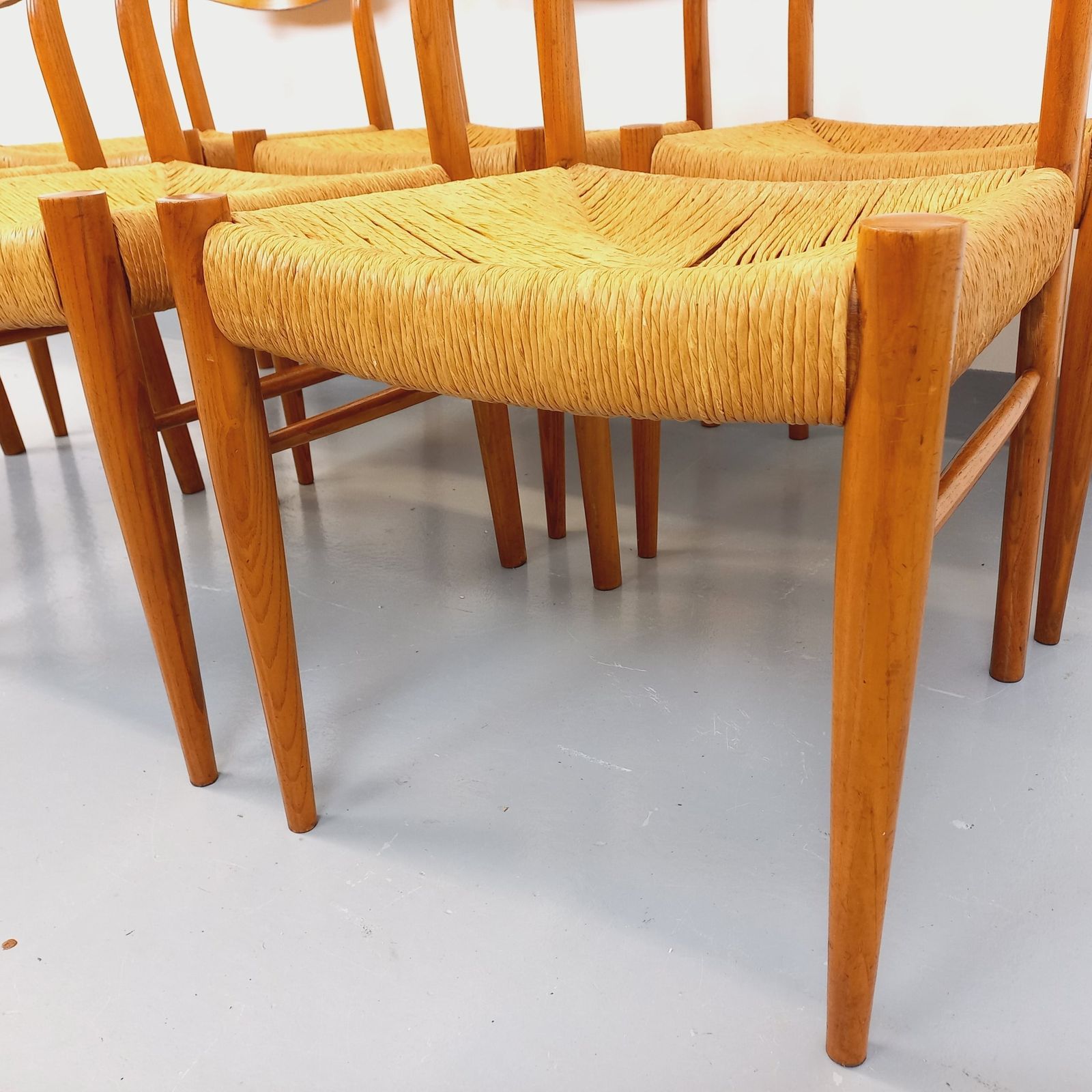 photo for sale 6 Italian Piero Palange & Werther Toffoloni Chairs In Teak And Rope