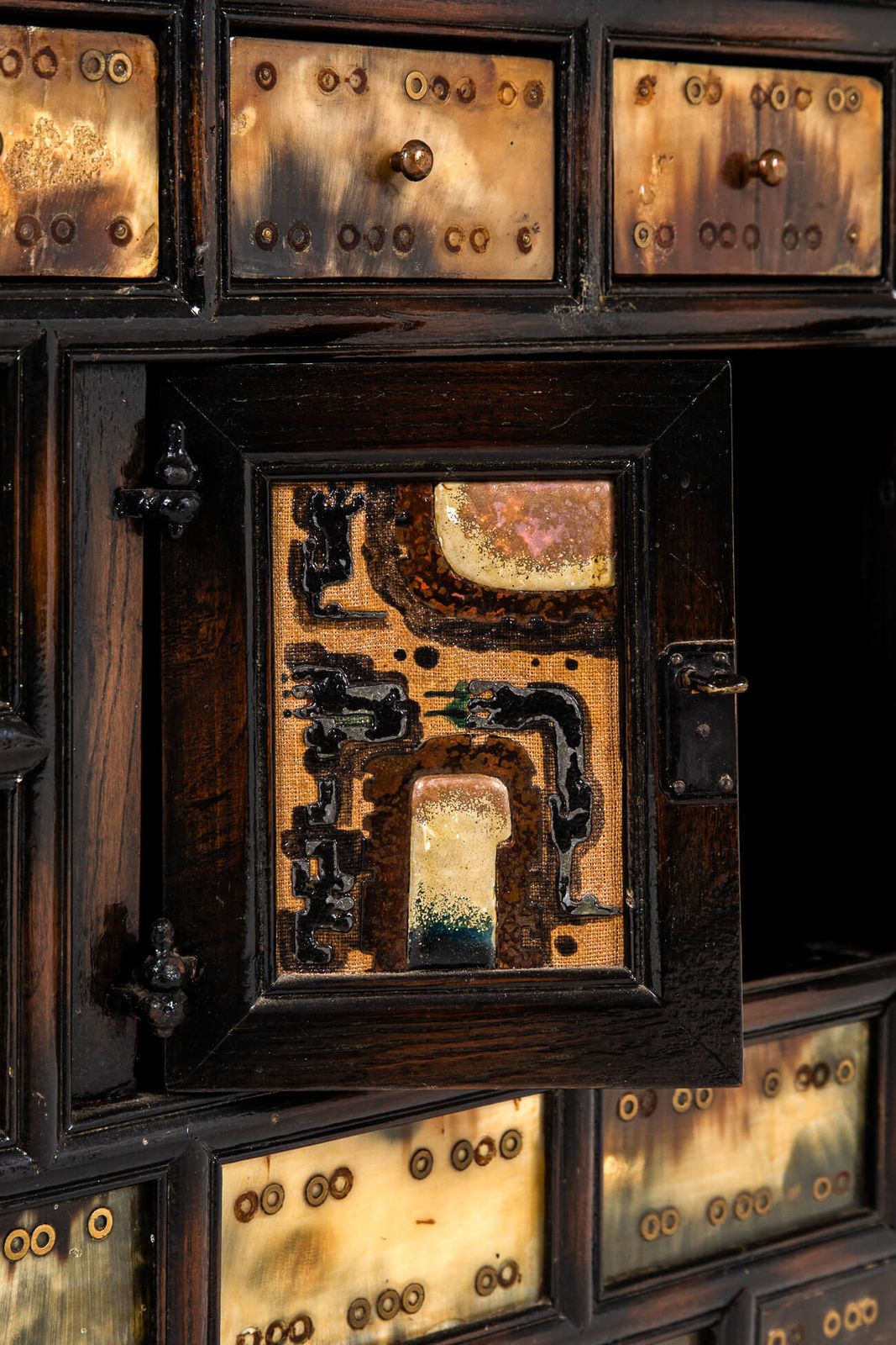 Furniture Pair Of Elm Chinese Apothecary Cabinets photo