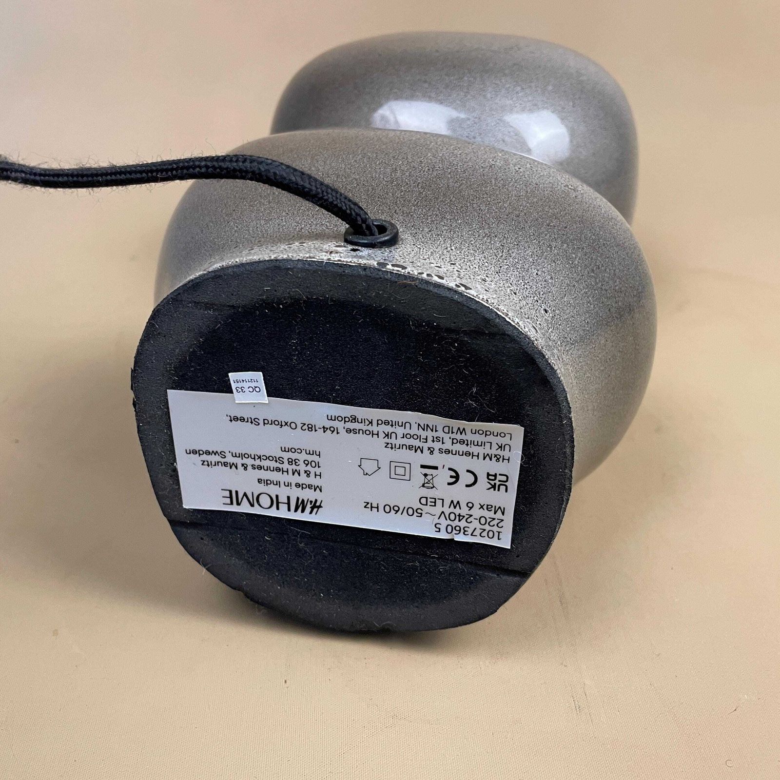 H&M Home Ceramic Grey Modern Lamp Bubble Rounded Shape Table Bedside Light Pac Tested Unusual Interesting photo vinterior