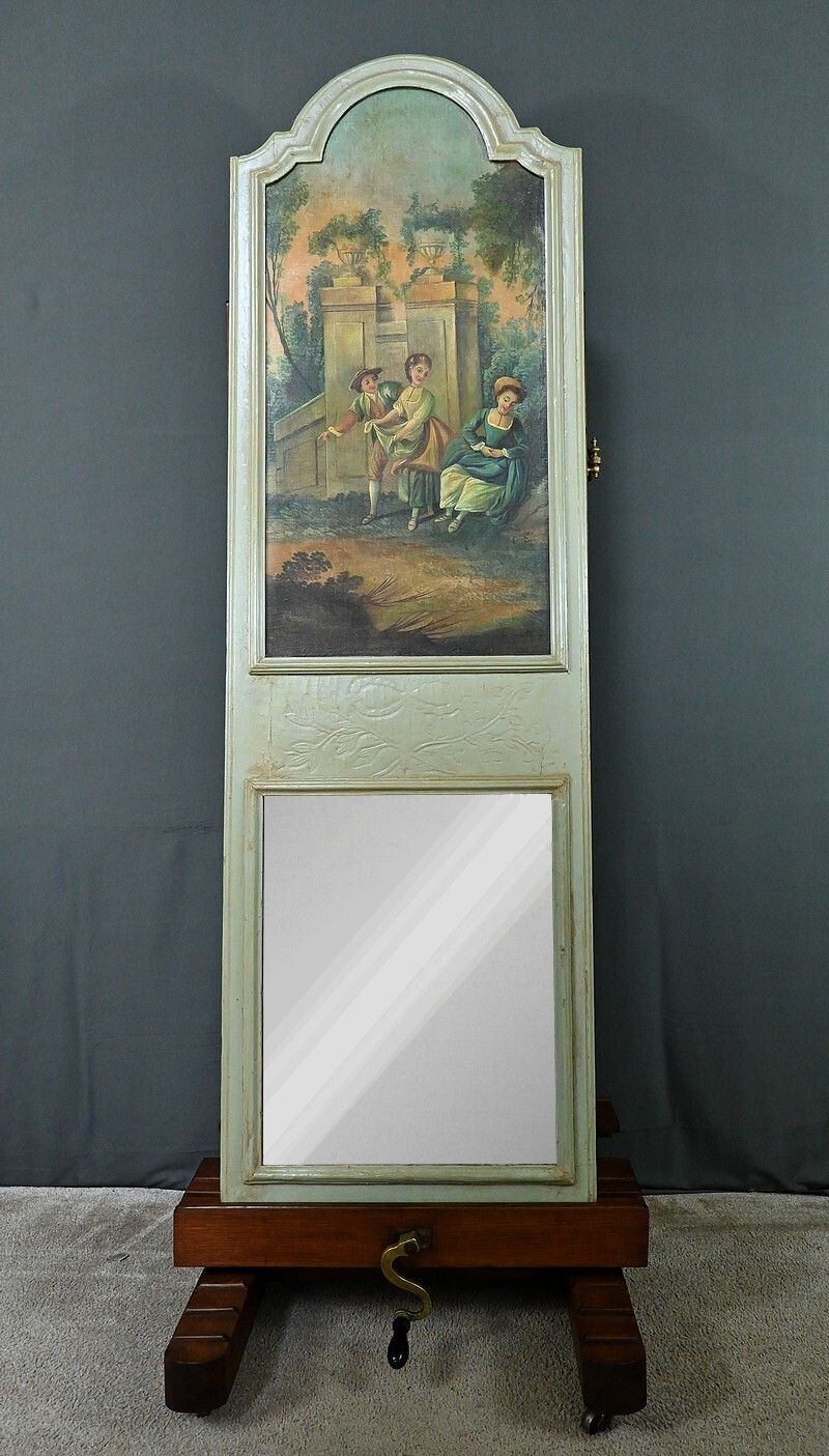 Painted Wooden Trumeau Mirror, Louis XV Style – First Part Of The 20th Century