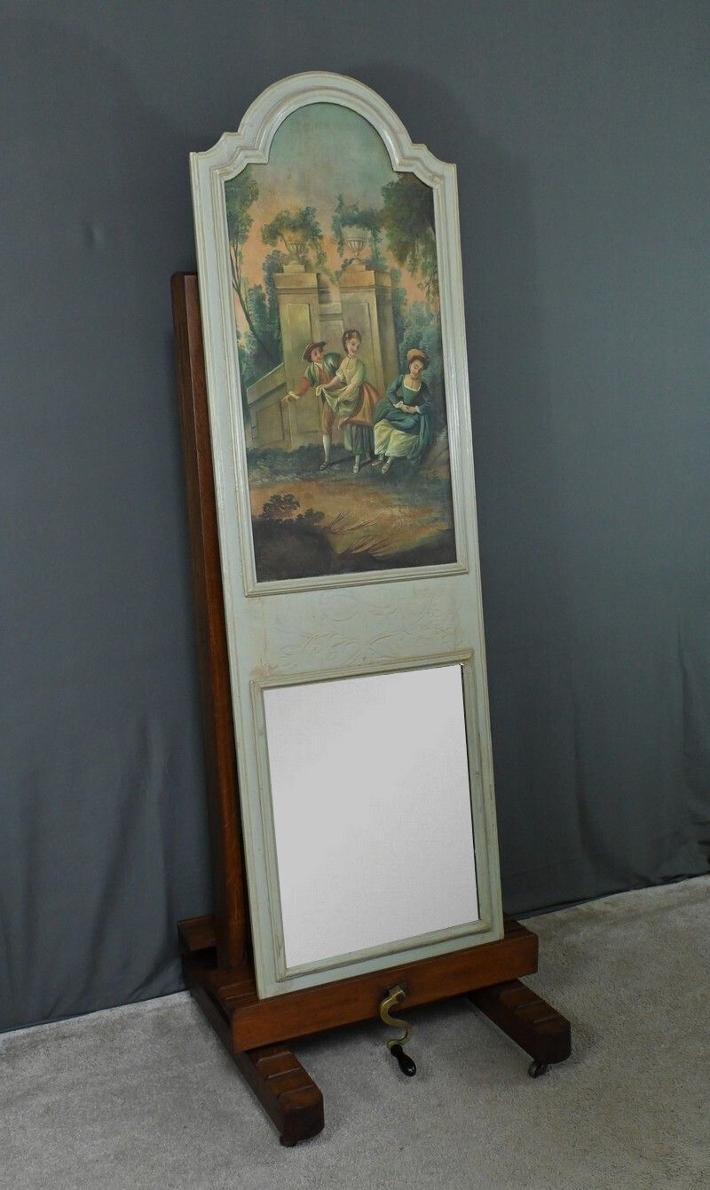 Painted Wooden Trumeau Mirror, Louis XV Style – First Part Of The 20th Century photo furniture