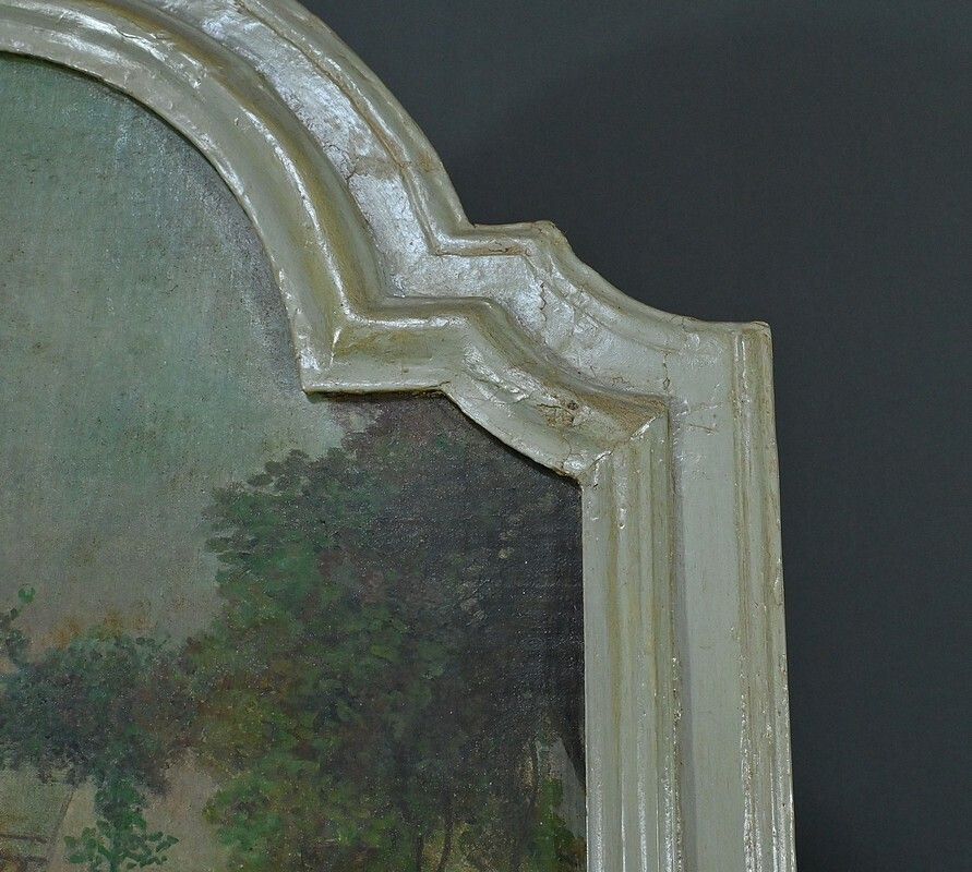 Painted Wooden Trumeau Mirror, Louis XV Style – First Part Of The 20th Century photo vinterior