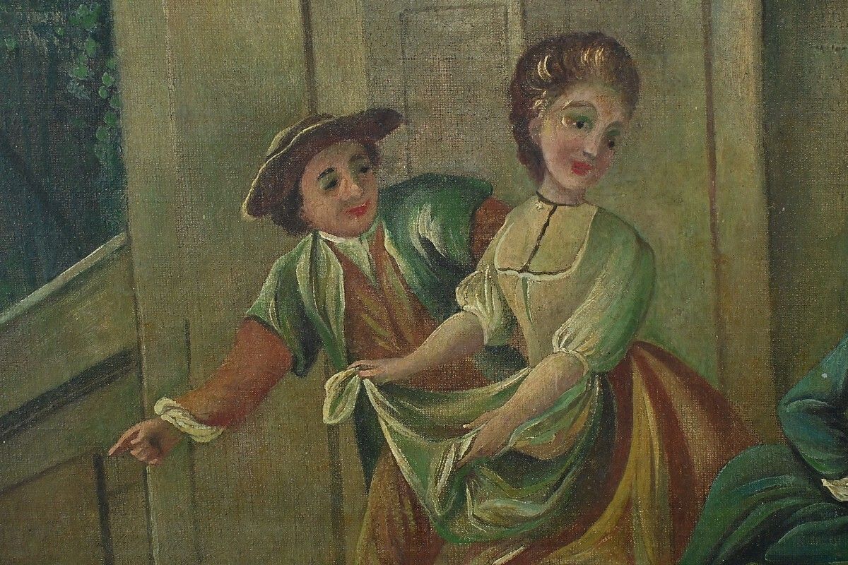 photo for sale Painted Wooden Trumeau Mirror, Louis XV Style – First Part Of The 20th Century