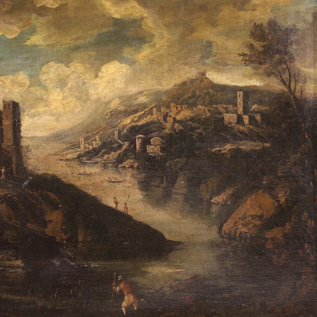 Antique Italian Landscape Painting From The 18th Century photo furniture