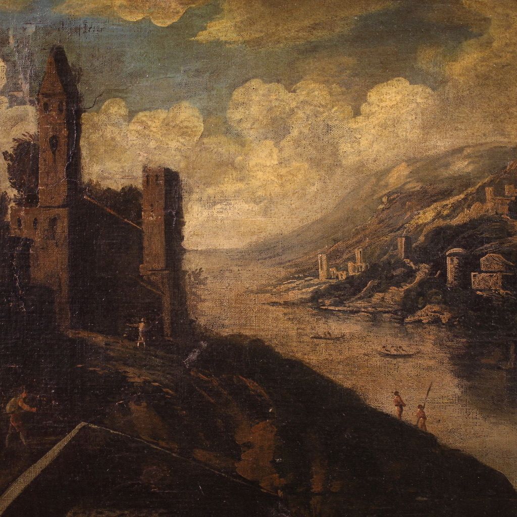Antique Italian Landscape Painting From The 18th Century photo Art