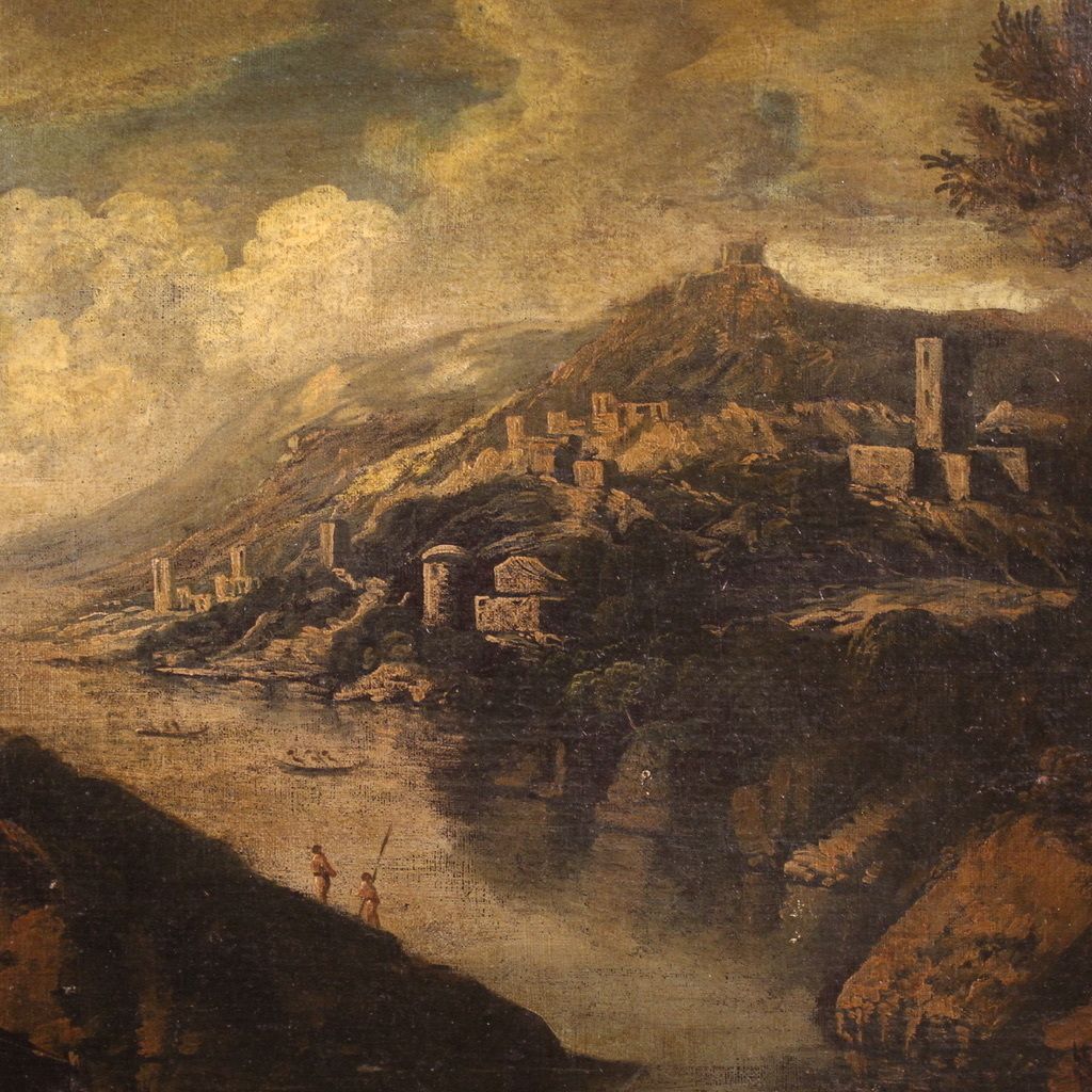 Antique Italian Landscape Painting From The 18th Century photo 2800.0