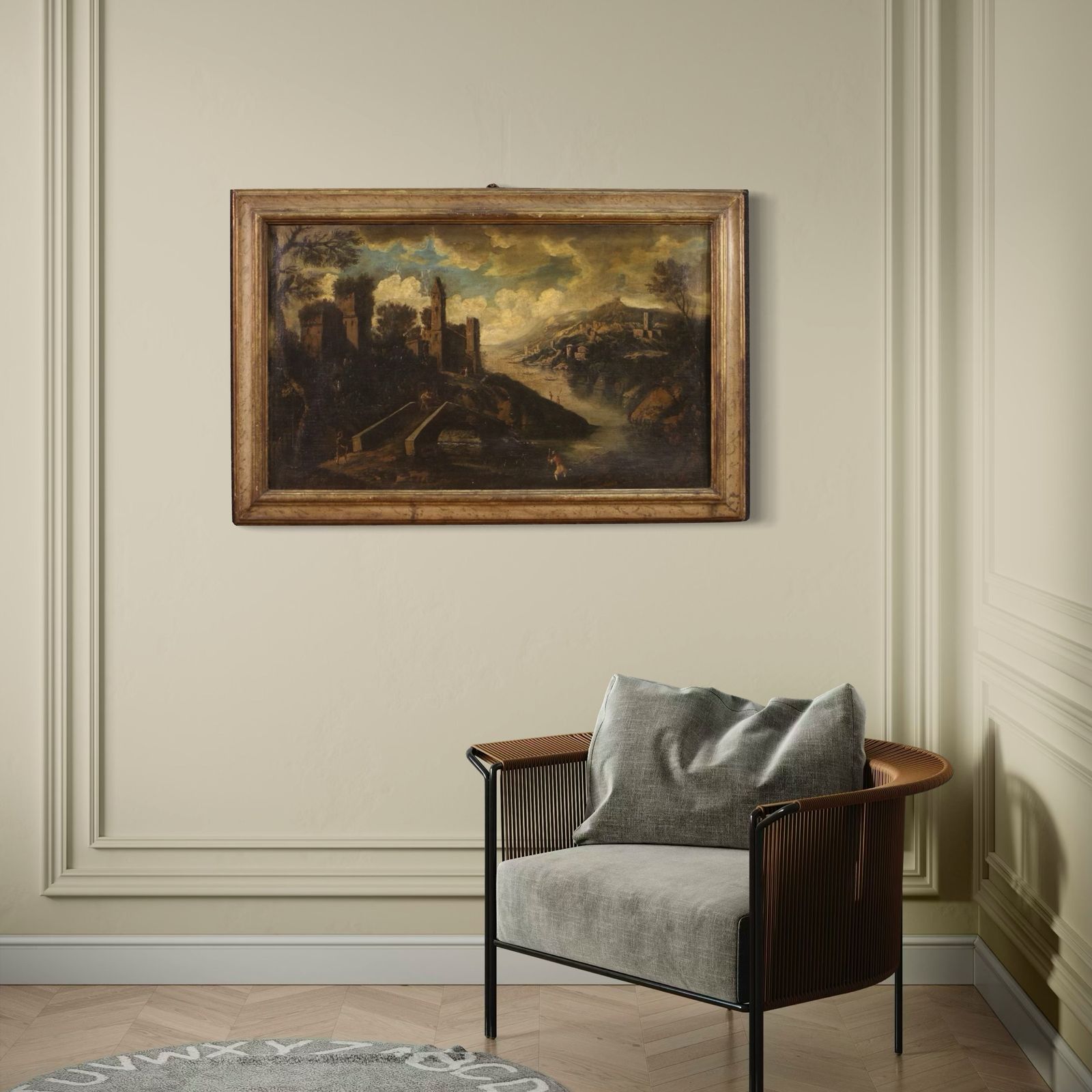 photo vintage Antique Italian Landscape Painting From The 18th Century