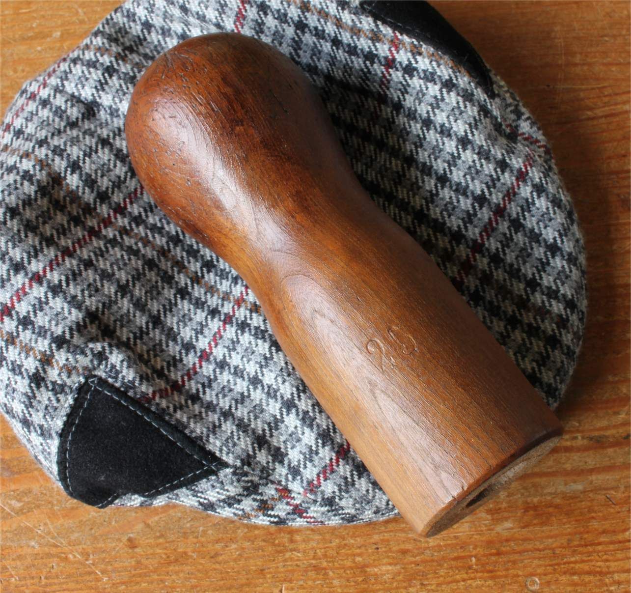 Size 25 Hat Block. Small Size French Wood Milliner's Head Display Stand. photo vintage