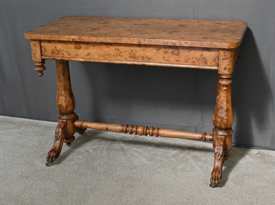 Victorian Amboyna Burl Desk, England – Late 19th Century photo furniture