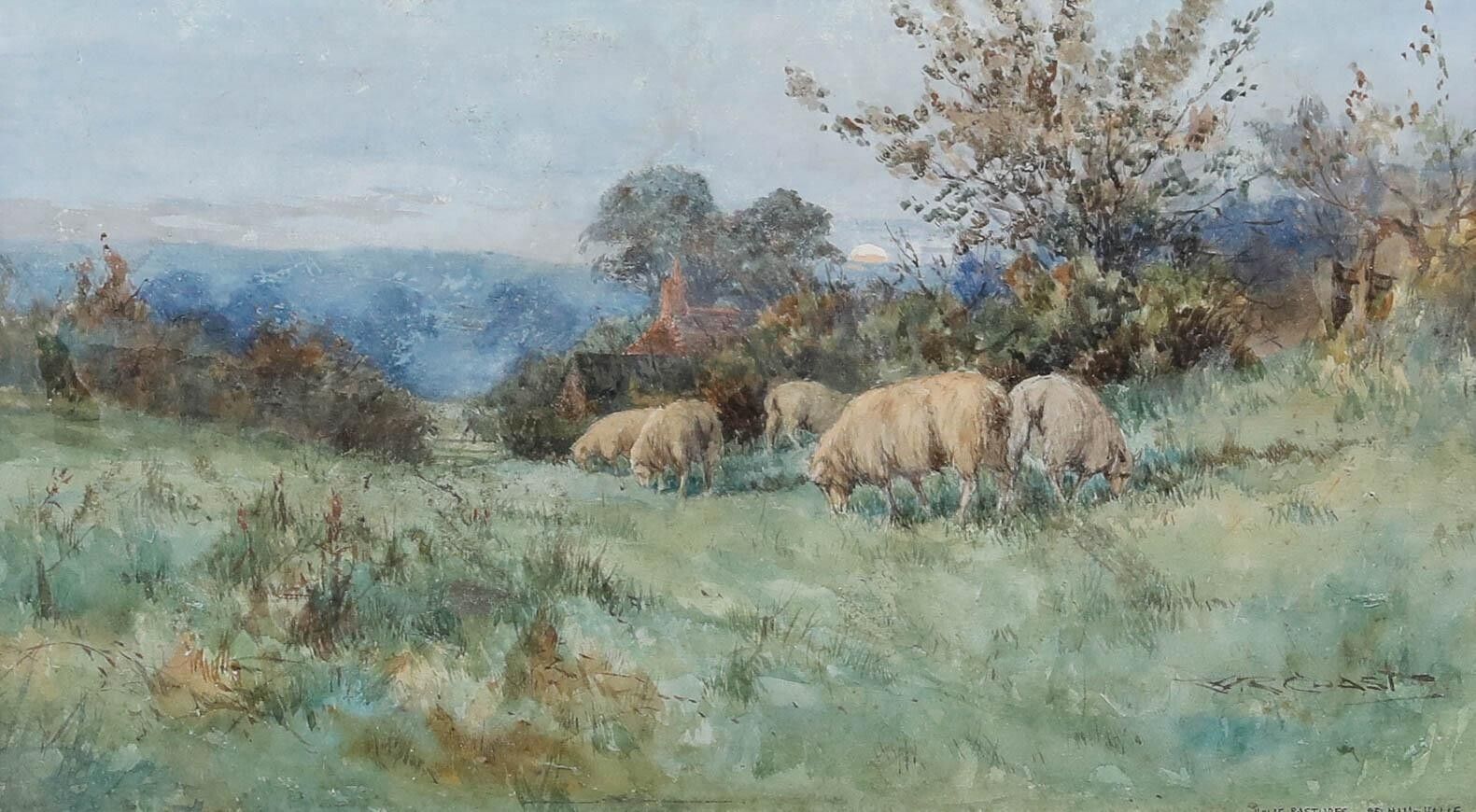 Wilfred Robert Coast (1884 1950)   Framed Watercolour, Home Pastures Pelham Vale photo furniture