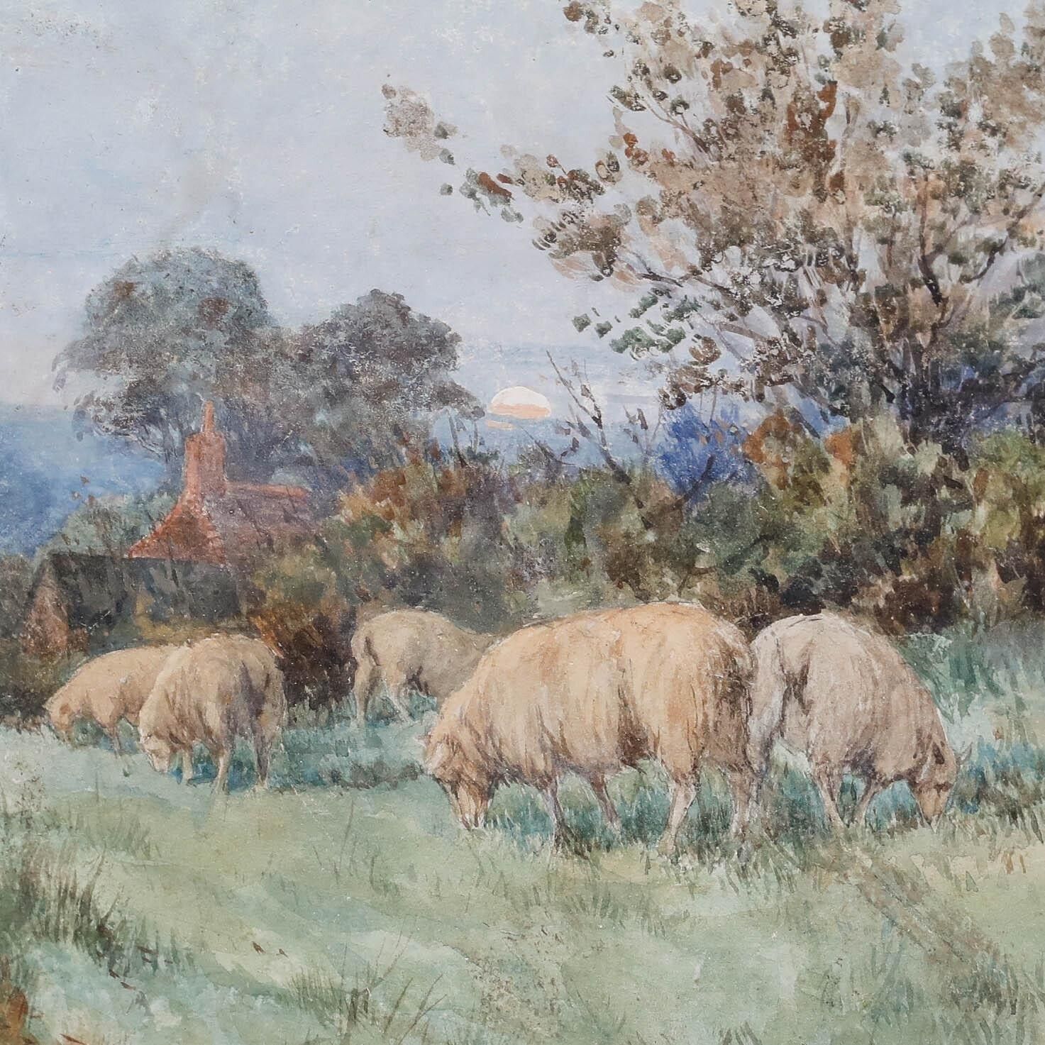 Wilfred Robert Coast (1884 1950)   Framed Watercolour, Home Pastures Pelham Vale photo Art