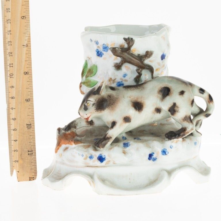 Antique Porcelain Vase With Leopard 19th Century photo Home Decor