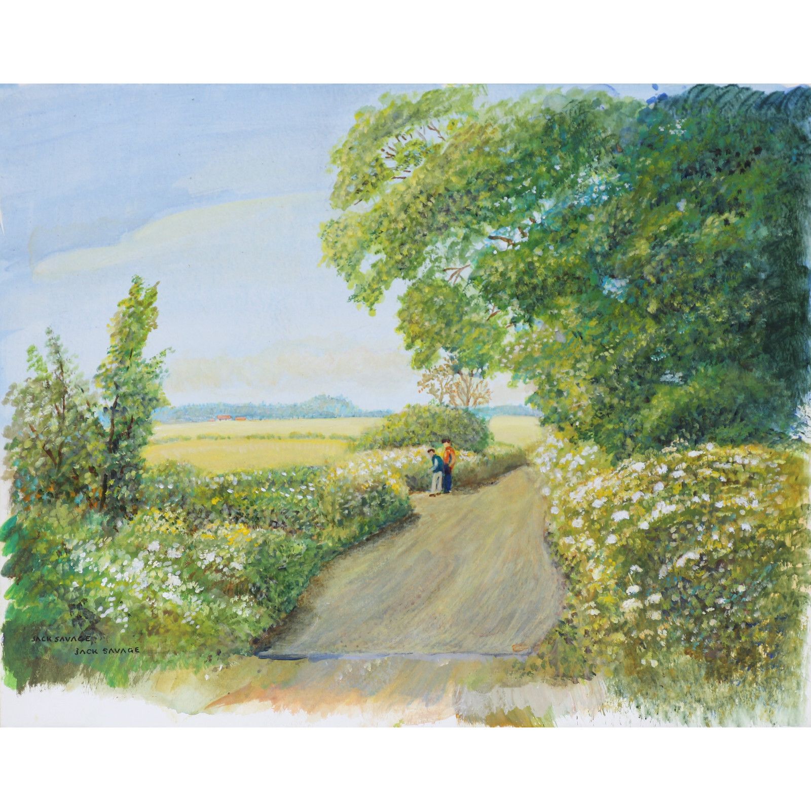 Watercolour And Gouache By Jack Savage. Countrylane In Summer