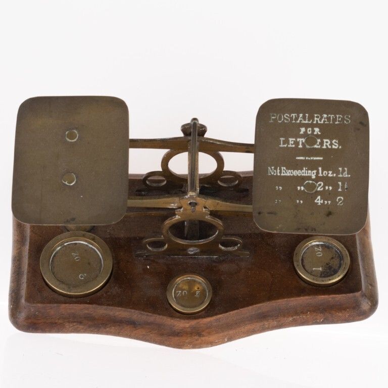 Antique Brass Postal Letters Scale With Weights photo furniture