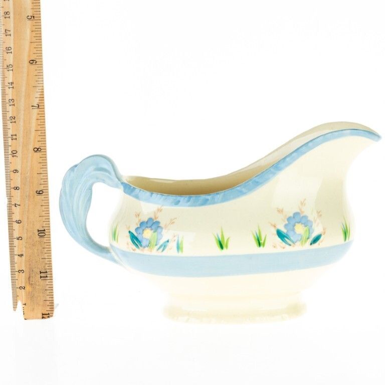 Staffordshire Pottery Ceramic Hand Painted Floral Sauce Boat photo for sale